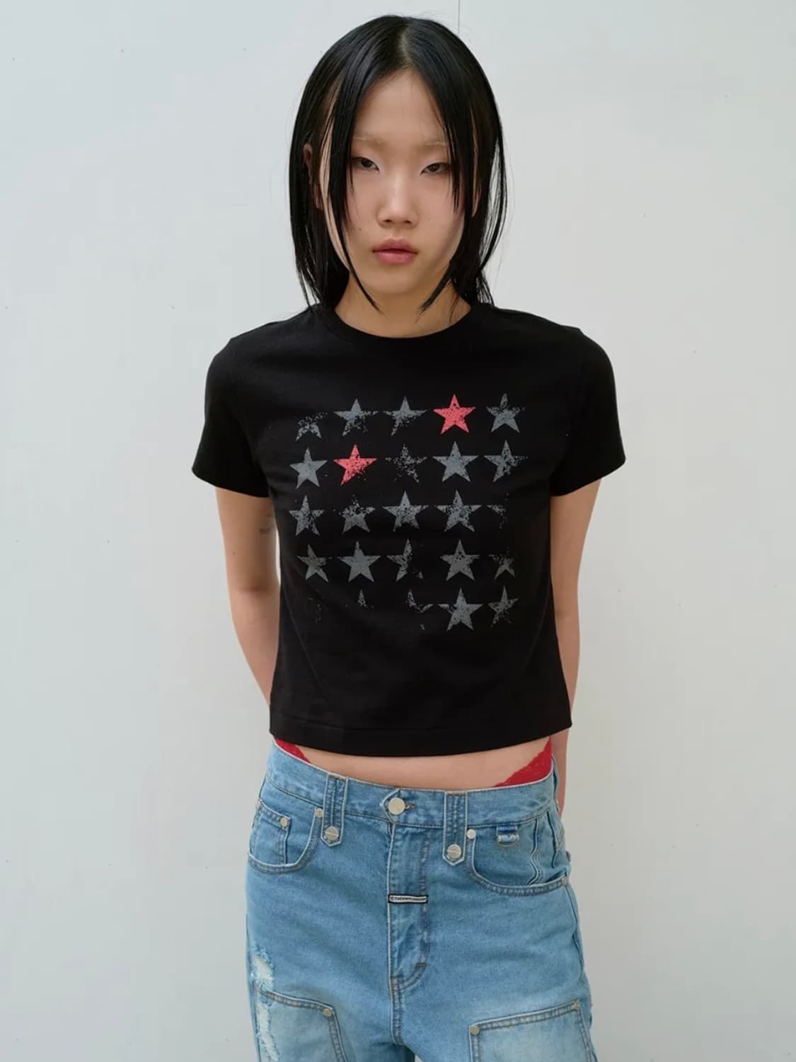 Thevinylhouse 페이디드 스타 티 블랙 상품이미지1