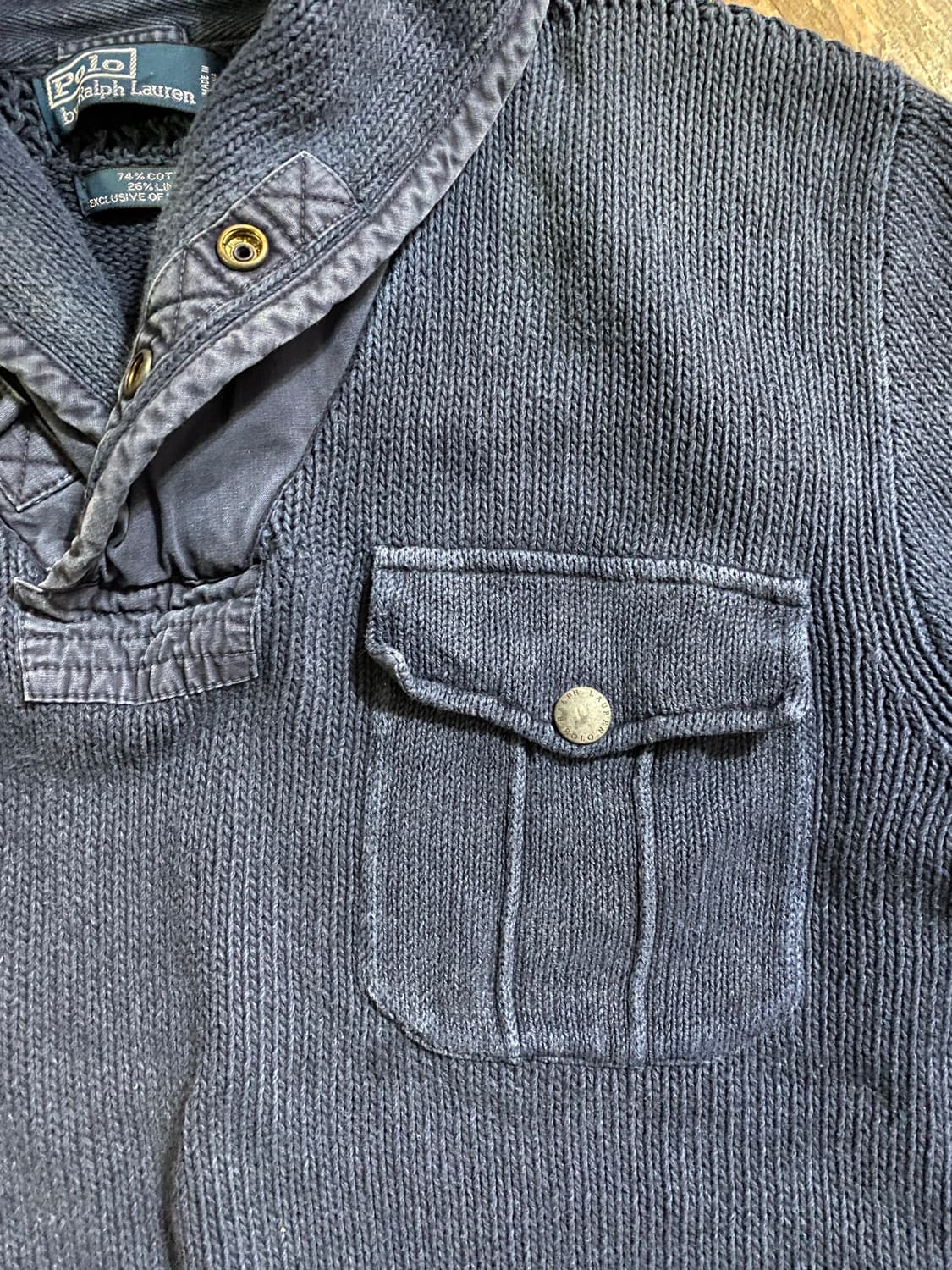 폴로 랄프로렌 밀리터리 숄칼라 니트 L 네이비 상품이미지6