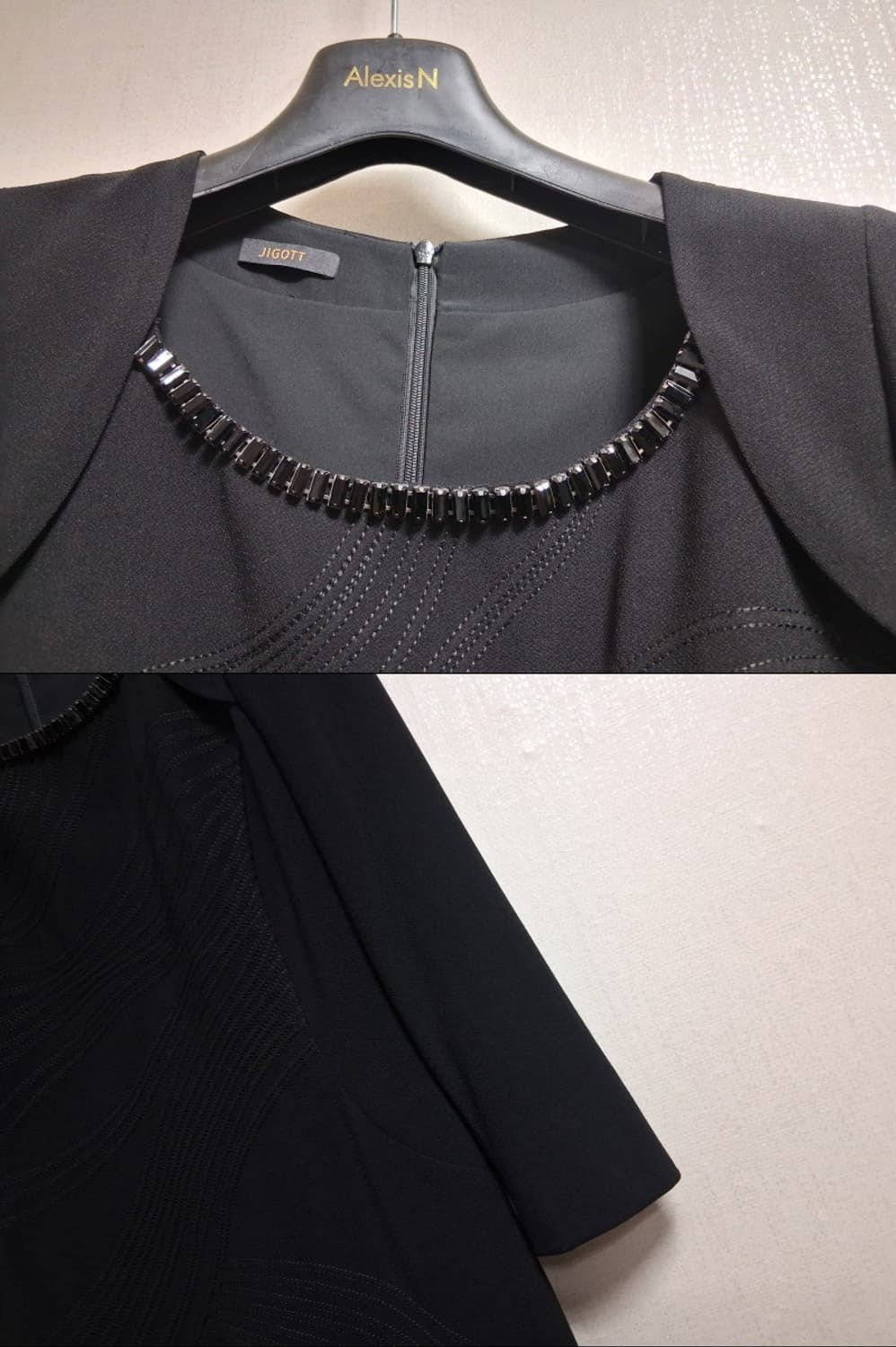 JICOTT 지코트 블랙 미디 원피스 스팽글 넥장식 55
국내  상품이미지4