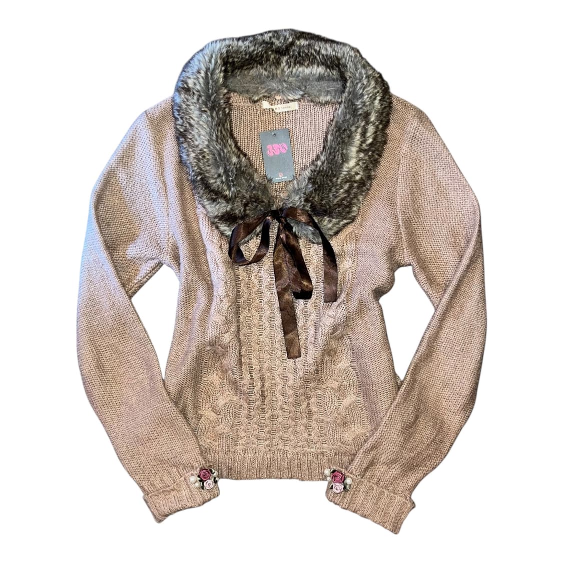 axes femme 액시즈팜 퍼 꽈배기니트 모리히피갸루y2k 상품이미지1