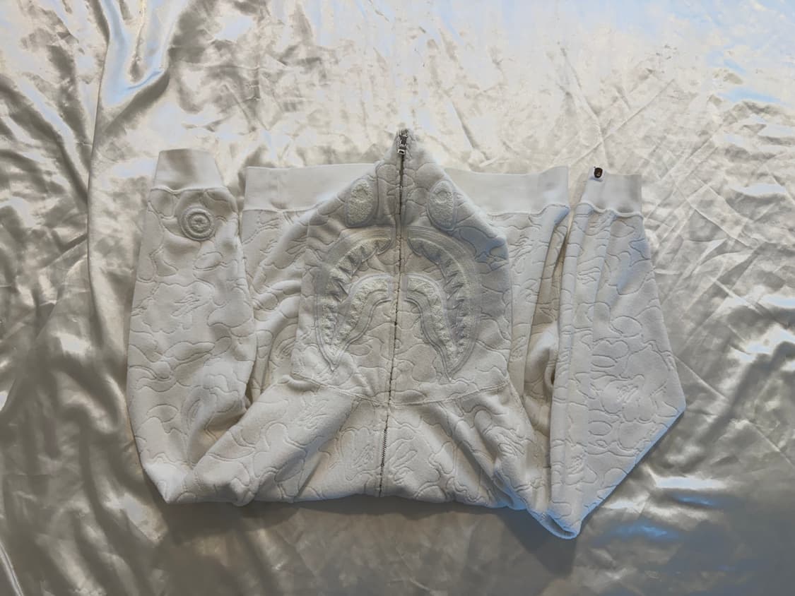 베이프 한정판 샤크 풀 집 후드집업 화이트 M 상품이미지2