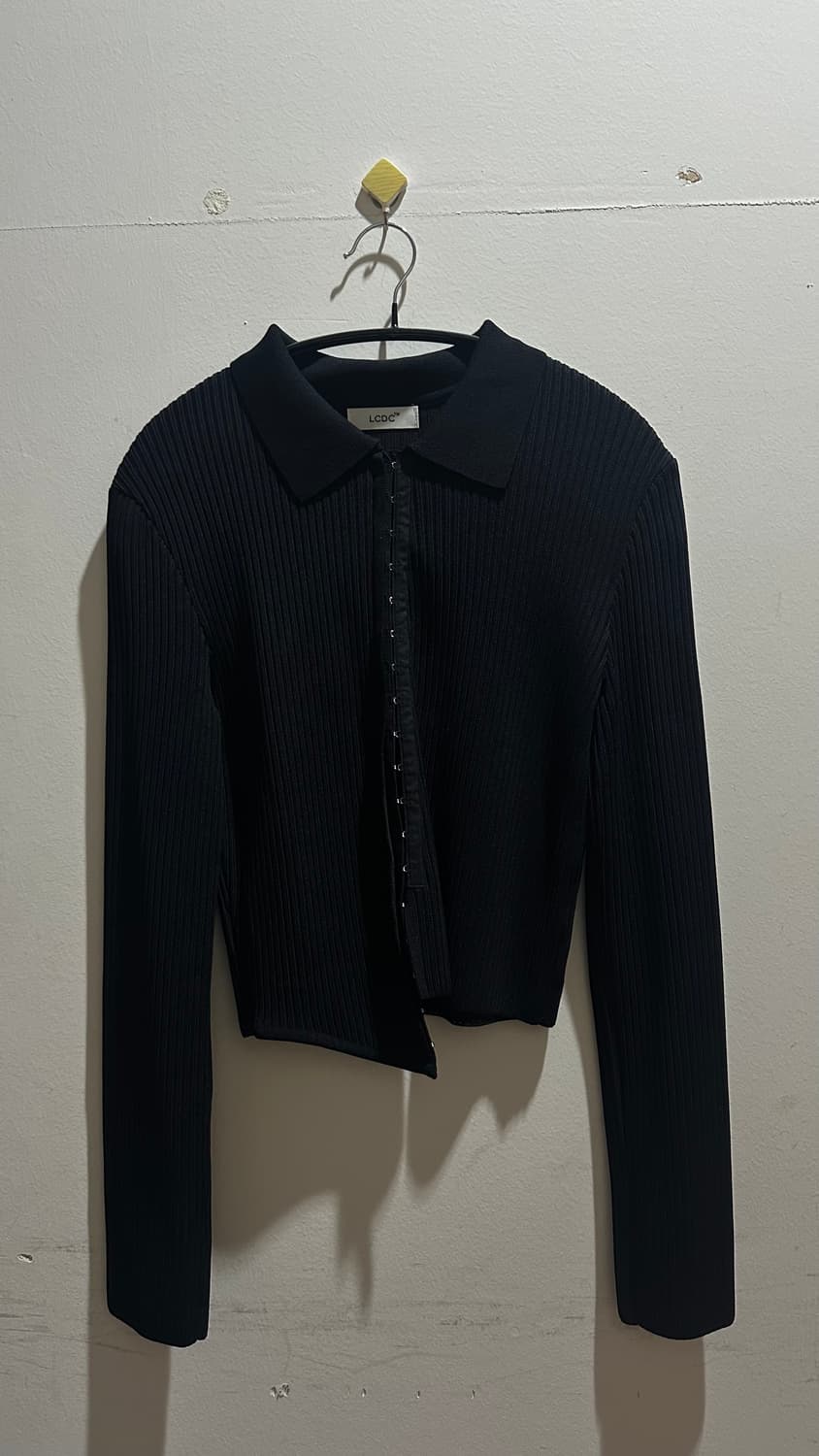 HOOK FASTENING RIBBED CARDIGAN (BLACK) 상품이미지2