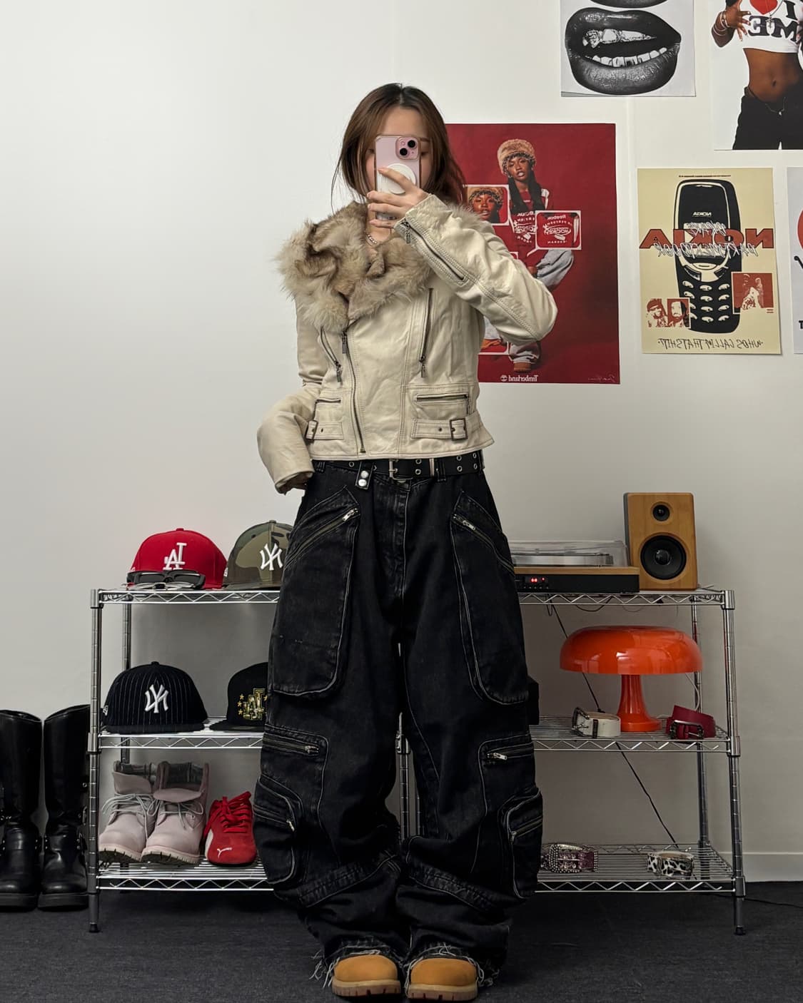 올드 빈티지 레더 바이커 퍼 자켓 상품이미지4