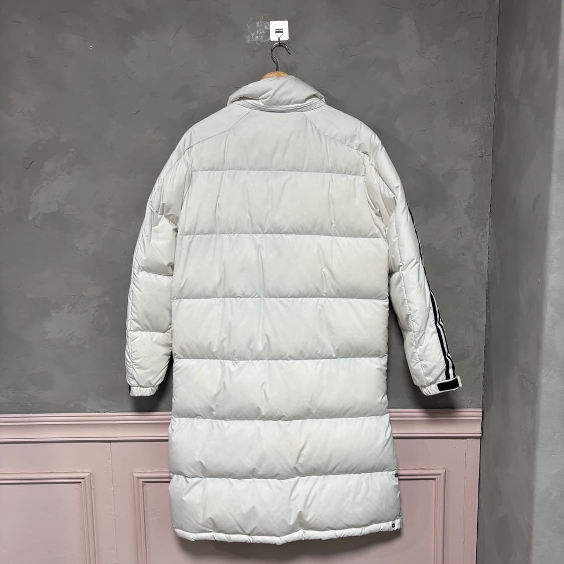 아디다스 삼선 덕다운 롱패딩 화이트 상품이미지7