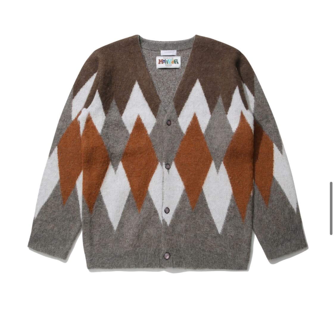 커스텀멜로우 22fw 아가일 모헤어 가디건 팝니다 상품이미지3