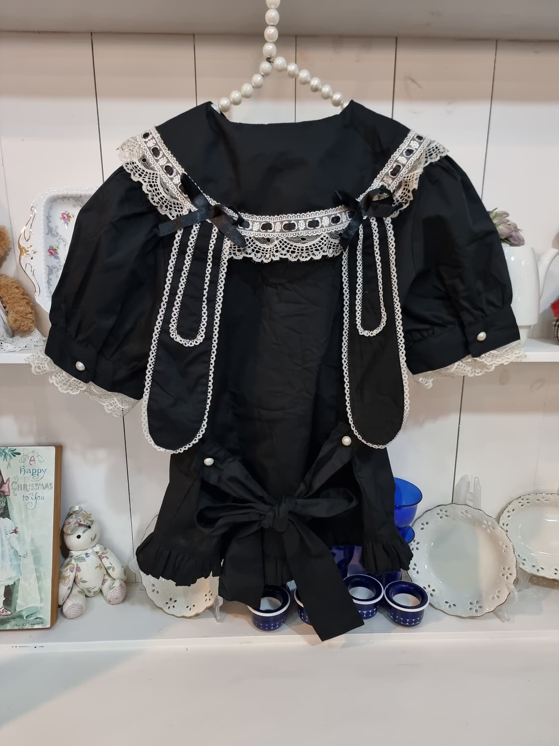 블랙 레이스 카라 블라우스 상품이미지2