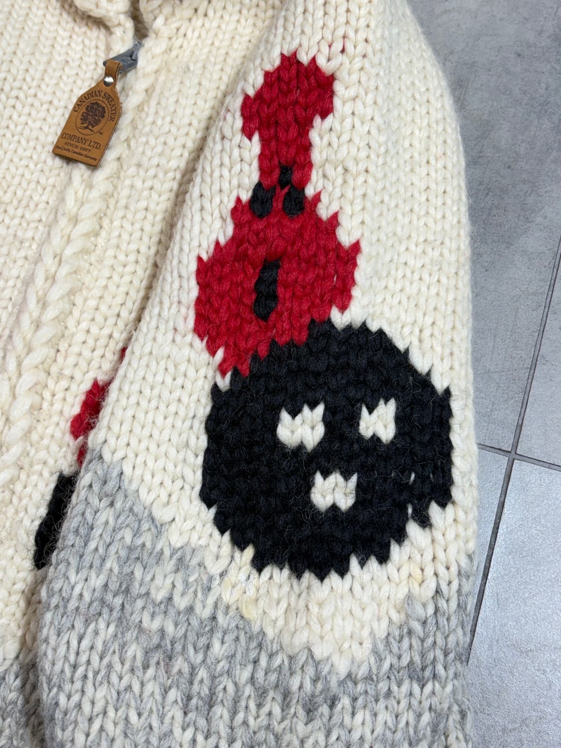 90s 캐나다 코위찬 볼링 니트 집업 상품이미지4