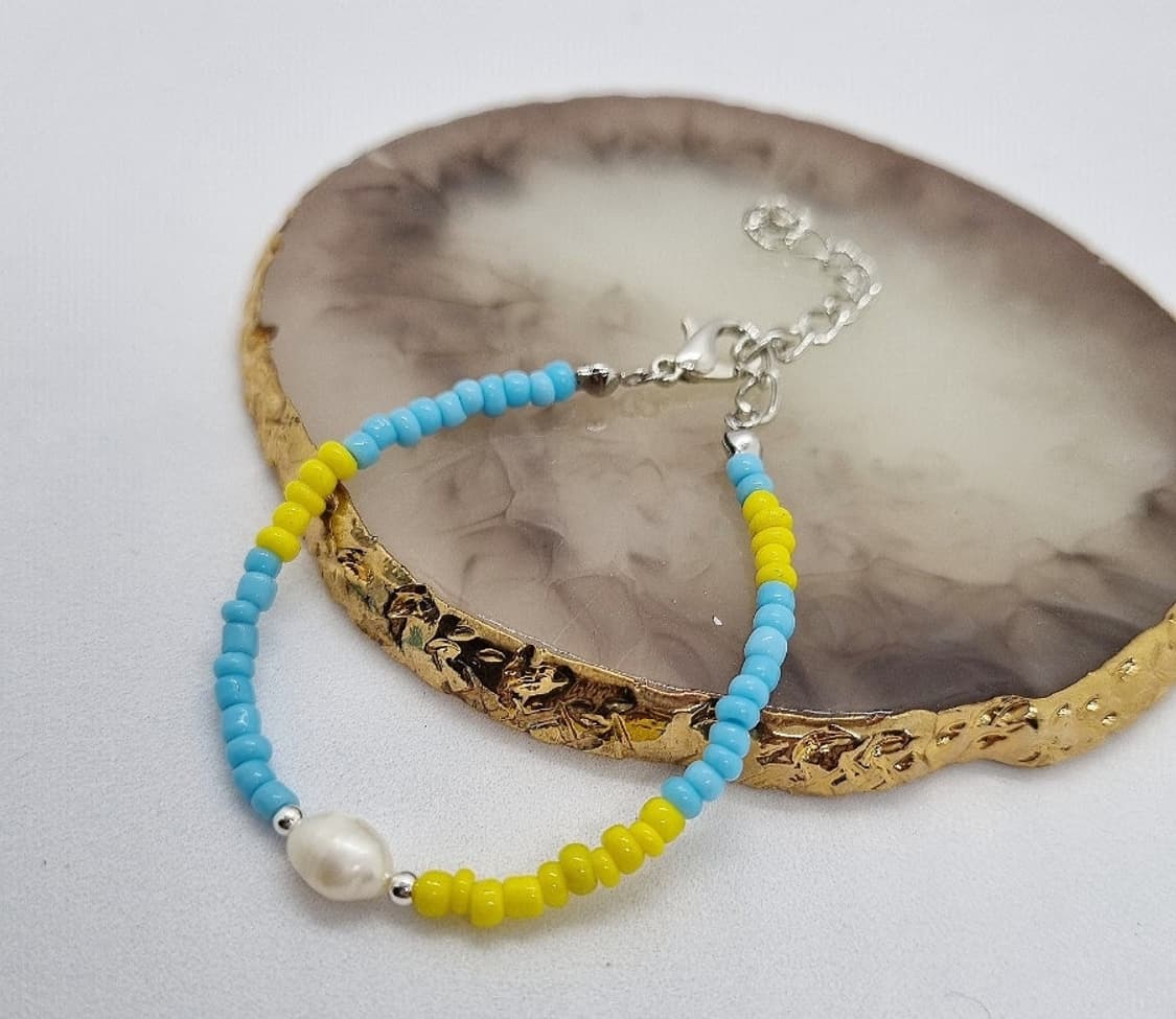 핸드메이드 비즈담수진주 팔찌 상품이미지1