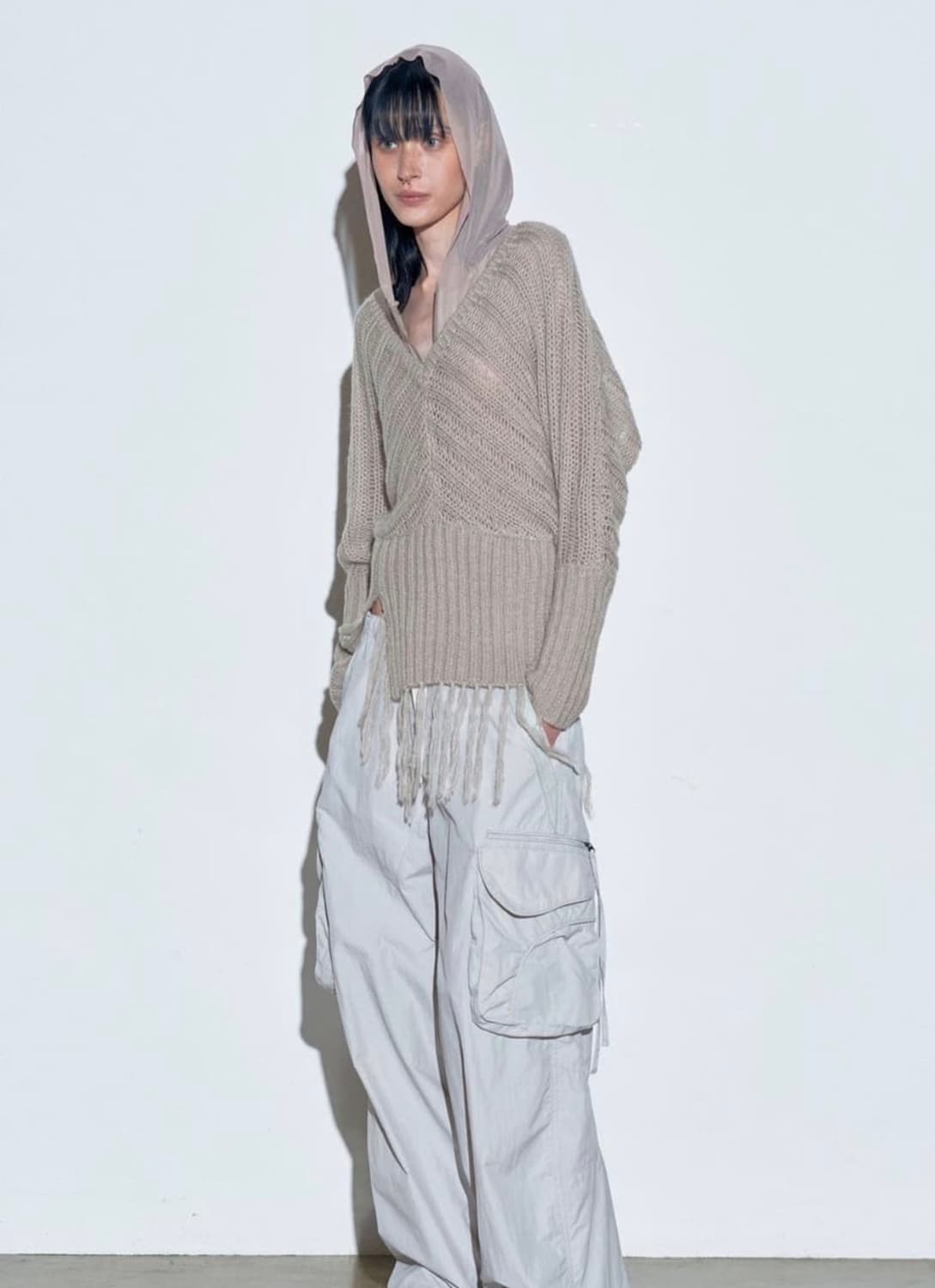 스컬프터 업사이드다운 투웨이 니트 스웨터 살몬 상품이미지2