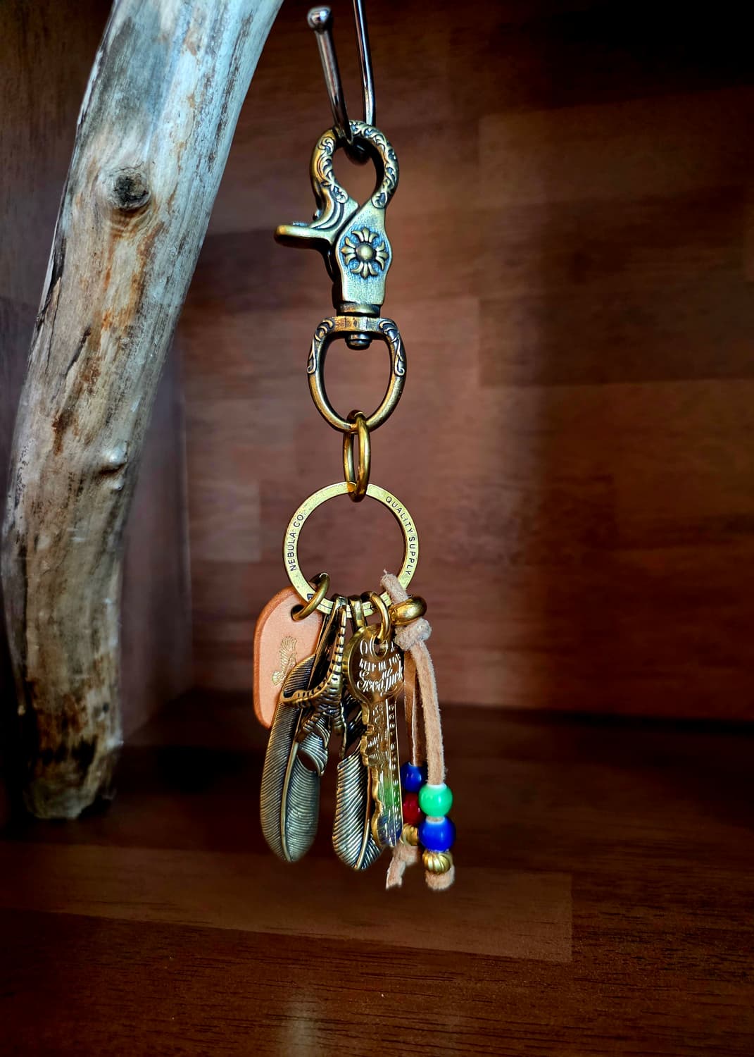 3cross gold brass double wing  keyring 상품이미지2