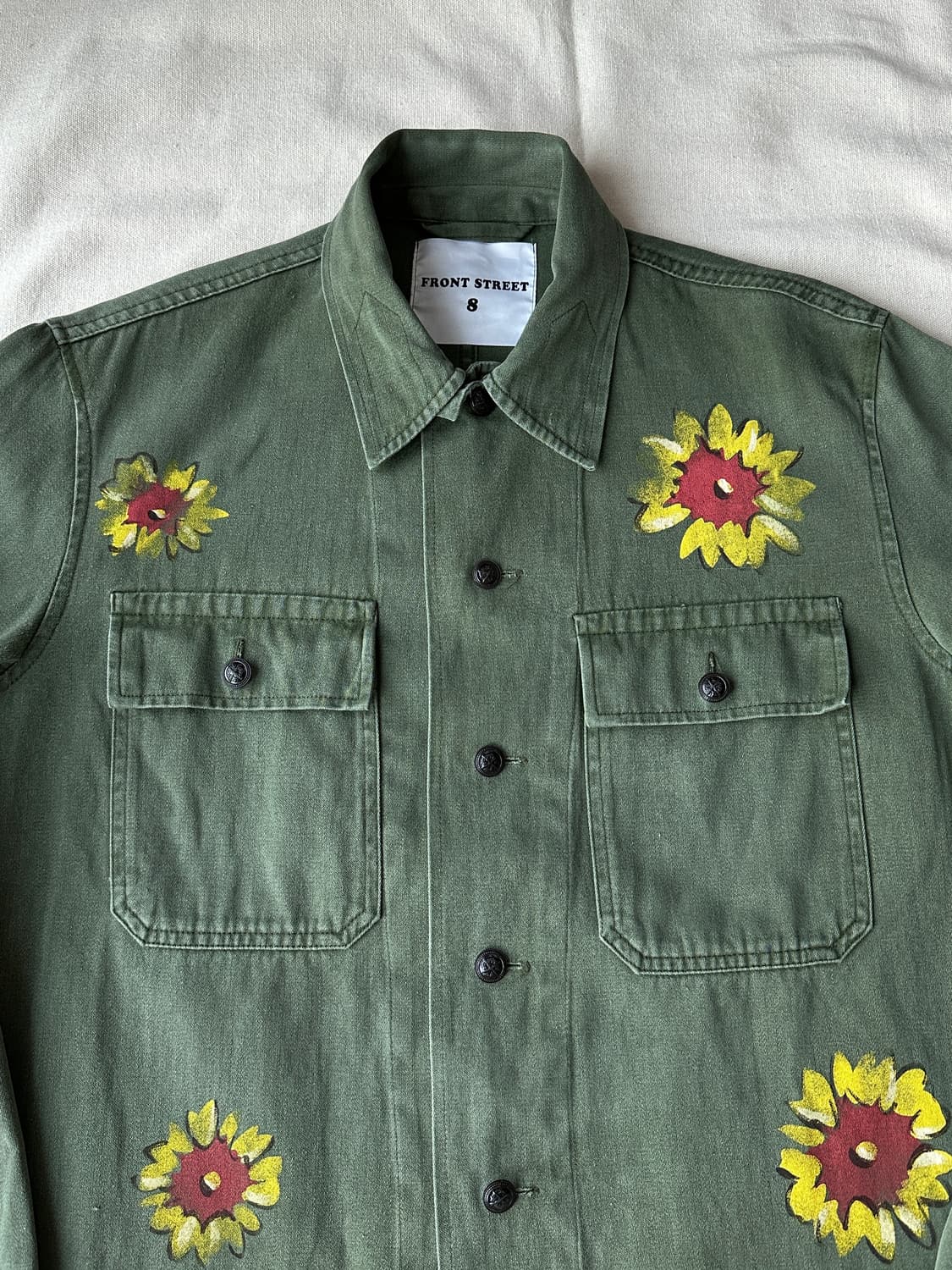 프론트 스트리트 8 플라워 밀리터리 셔츠 100 made in Italy 상품이미지2