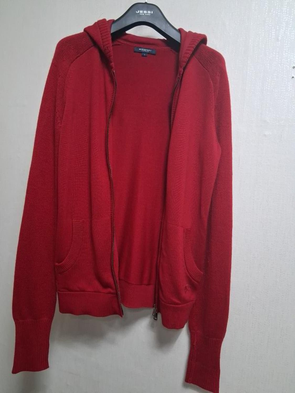 일본빈티지 버버리 다크레드 울니트 메리노울 부드러운 66 상품이미지4