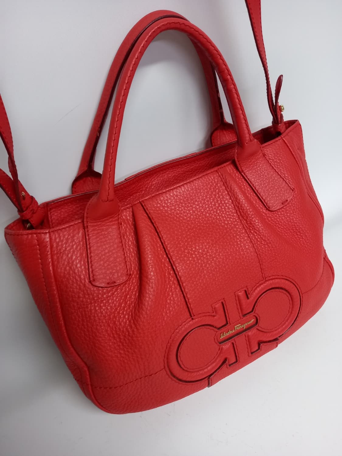 페레가모 ferragamo 주황 레더 간치니 토트겸숄더 상품이미지3