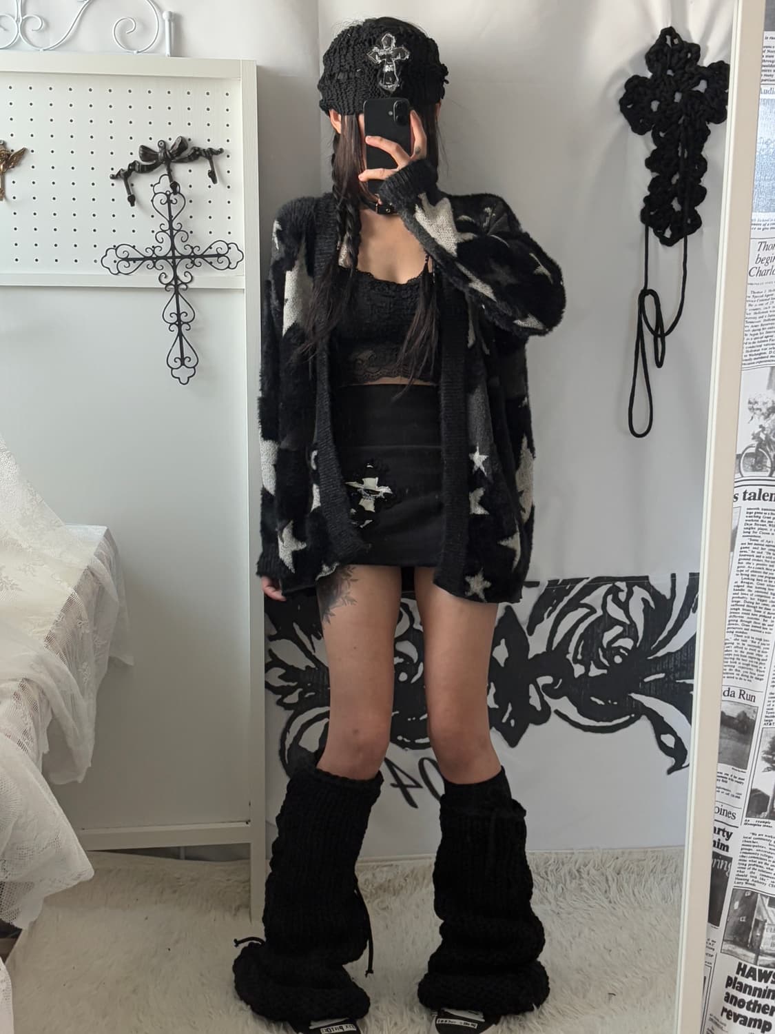 • Star Fake Fur Cardigan 상품이미지1