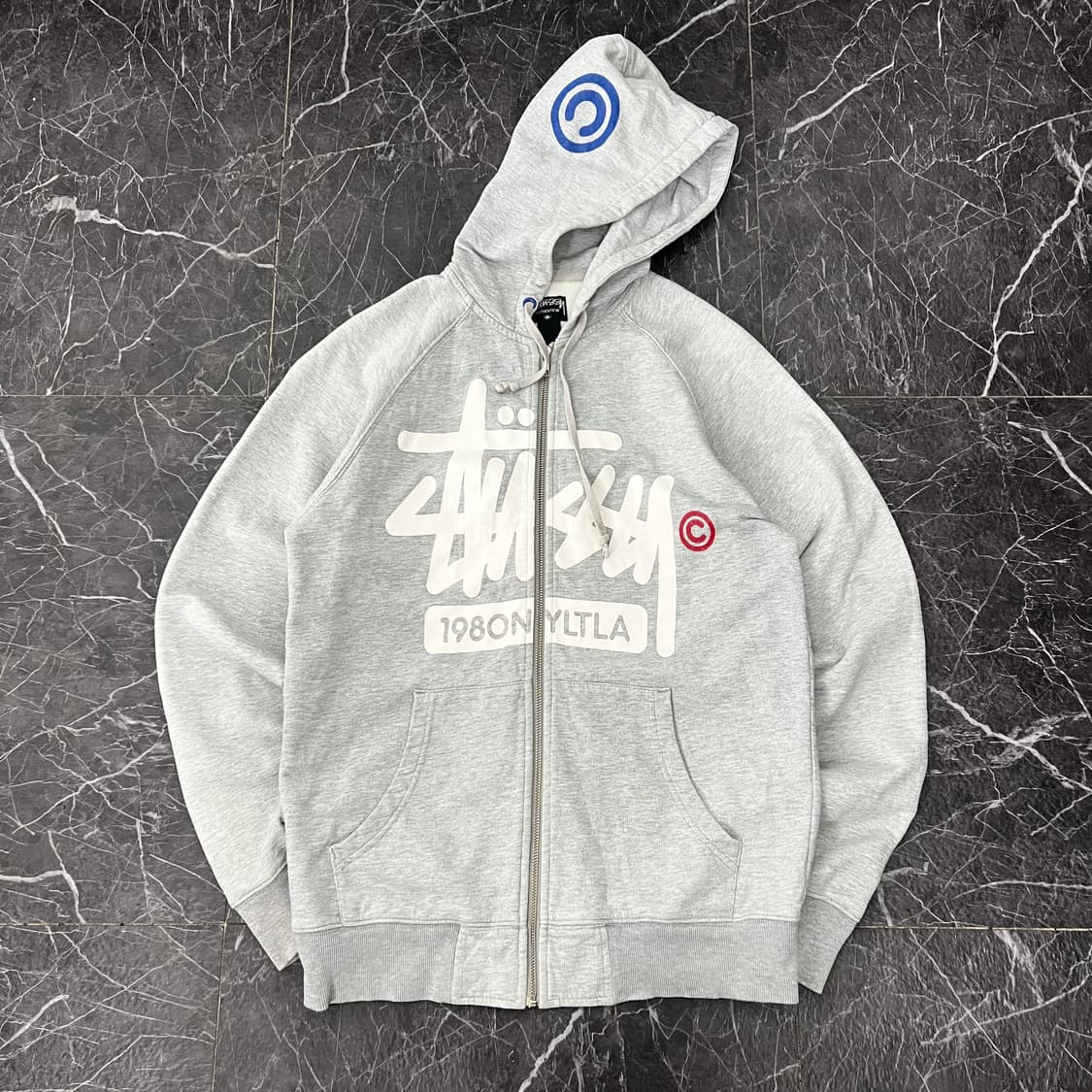 스투시 1980 베이직 로고 후드집업 그레이 상품이미지1