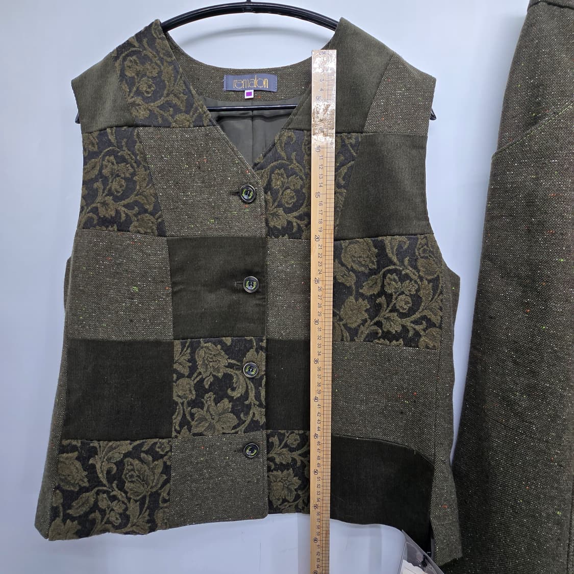 일본 빈티지 울 혼방 셋업 (베스트 + 스커트) L 상품이미지3