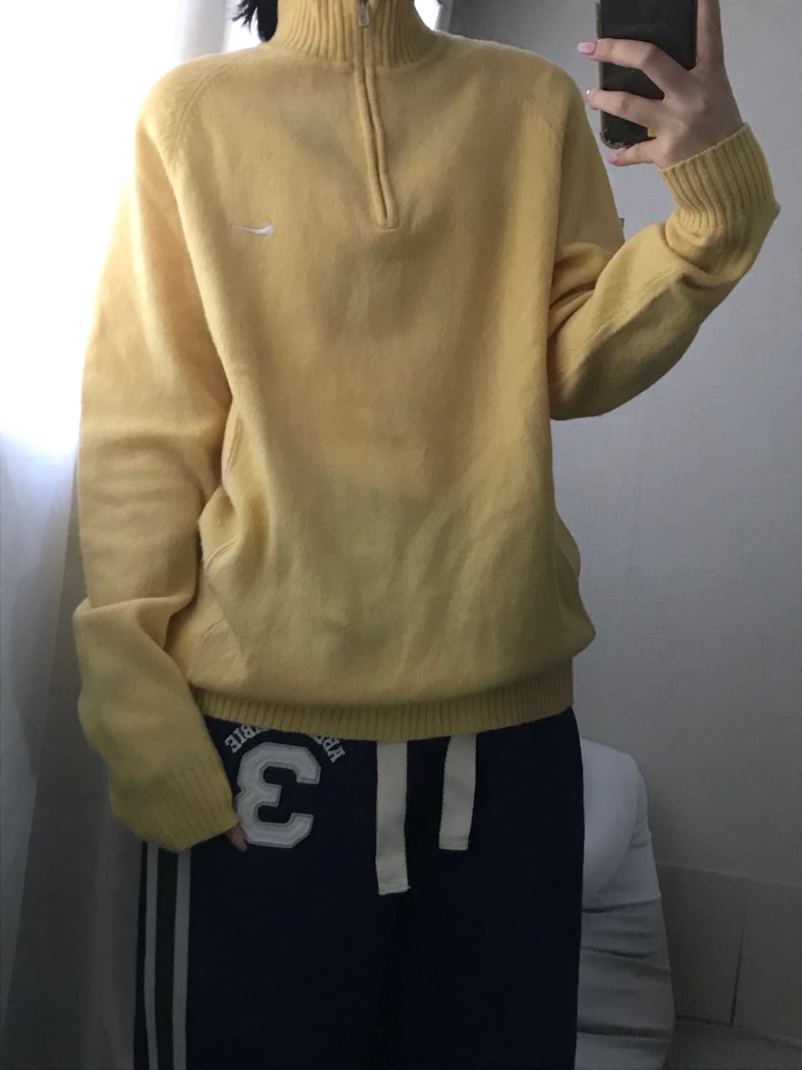 나이키 연노랑 니트 반집업 상품이미지6