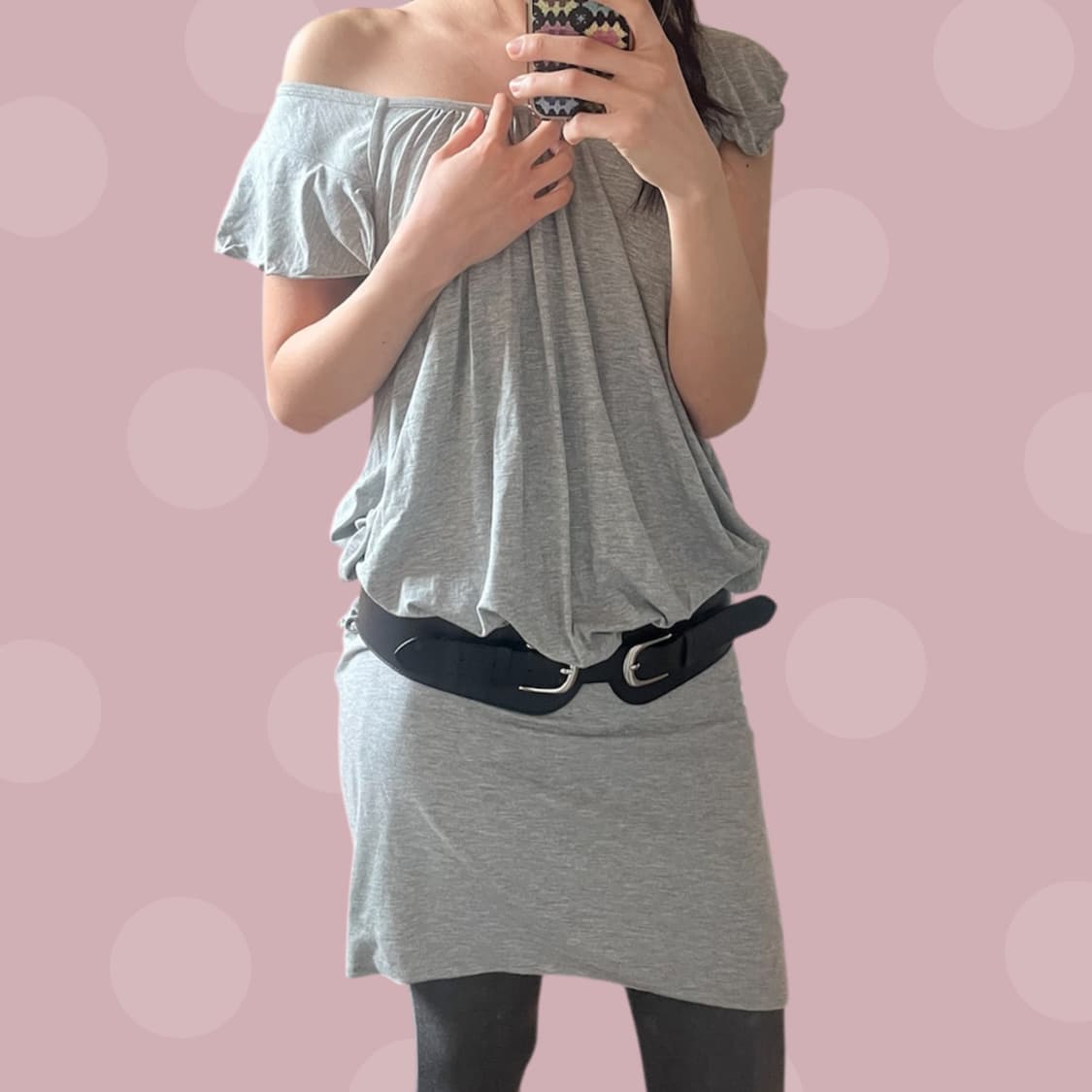 유니클로x더블스탠다드 프릴 그레이 벌룬 원피스 상품이미지2