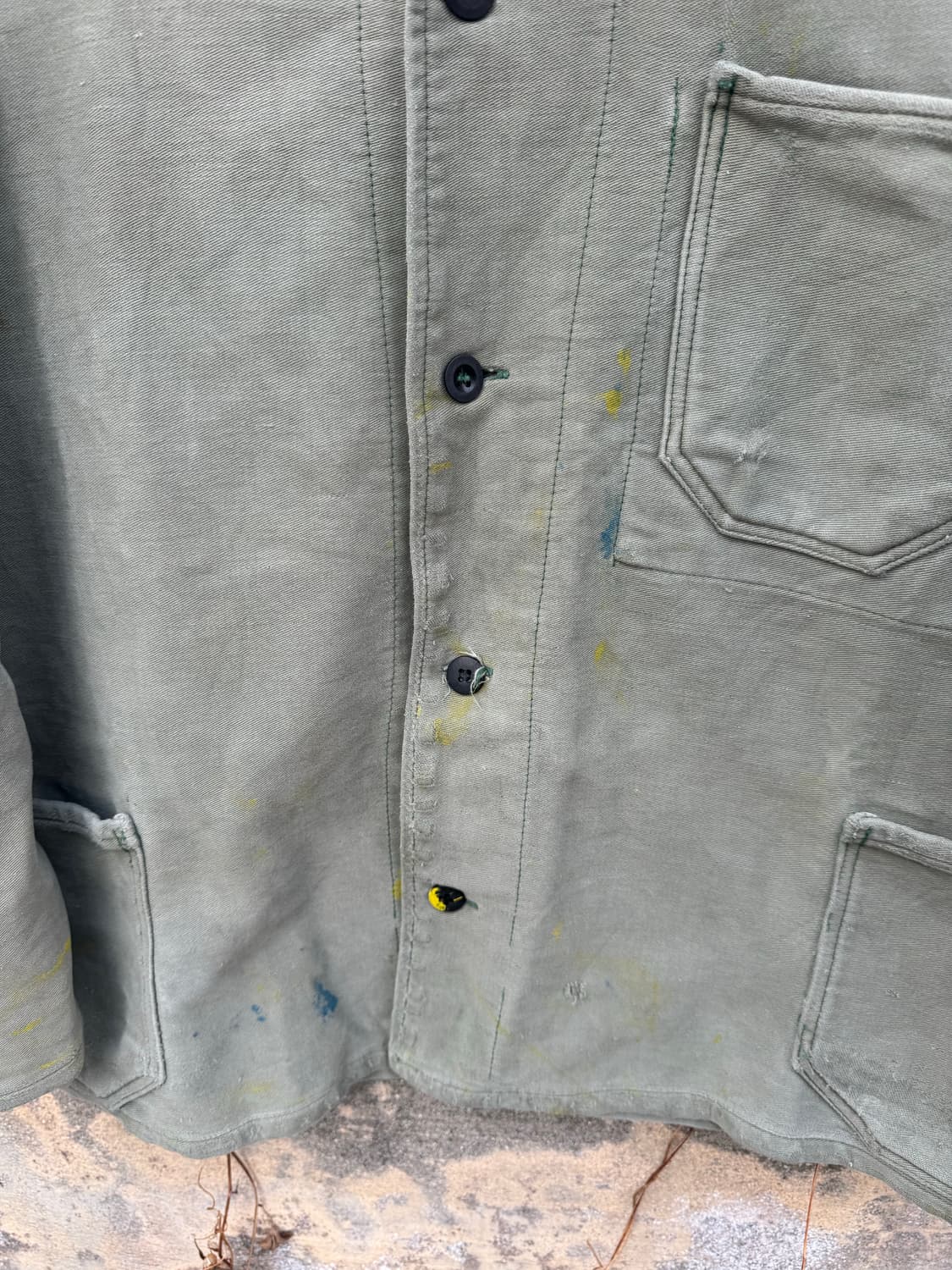 올드 프렌치워크 빈티지 몰스킨 페이딩 데미지 워크 자켓 상품이미지5