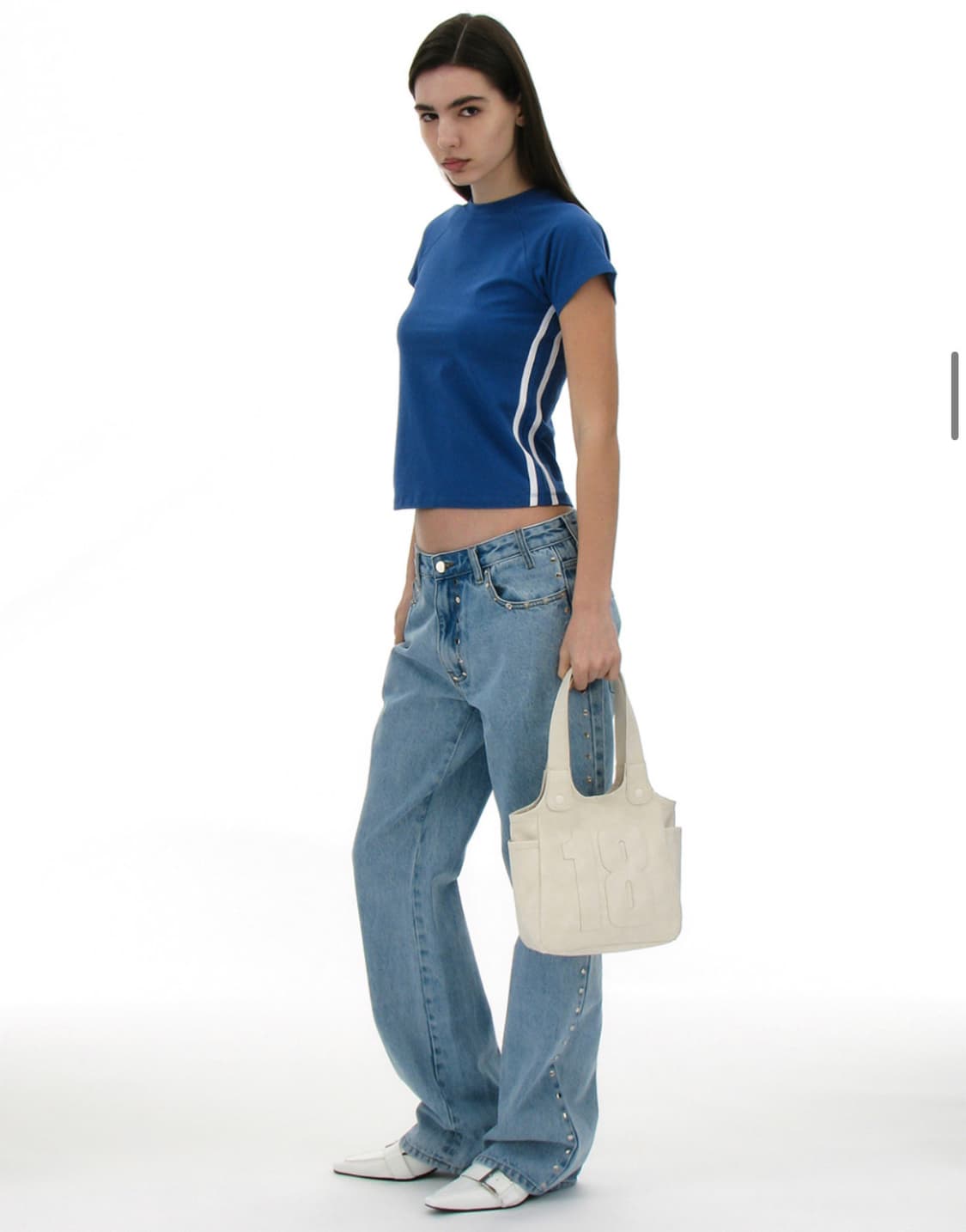 (새제품)PARTIMENTO 스터드 포인티드 진 L 상품이미지1