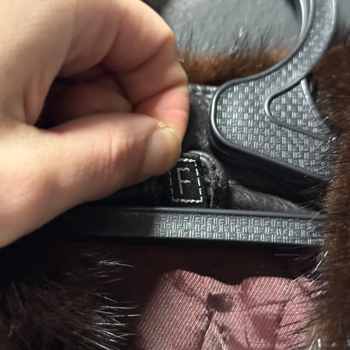 VTG 빈티지 딥 브라운 퍼 카라 스웨이드 디테일 소가죽 롱 코트 상품이미지5