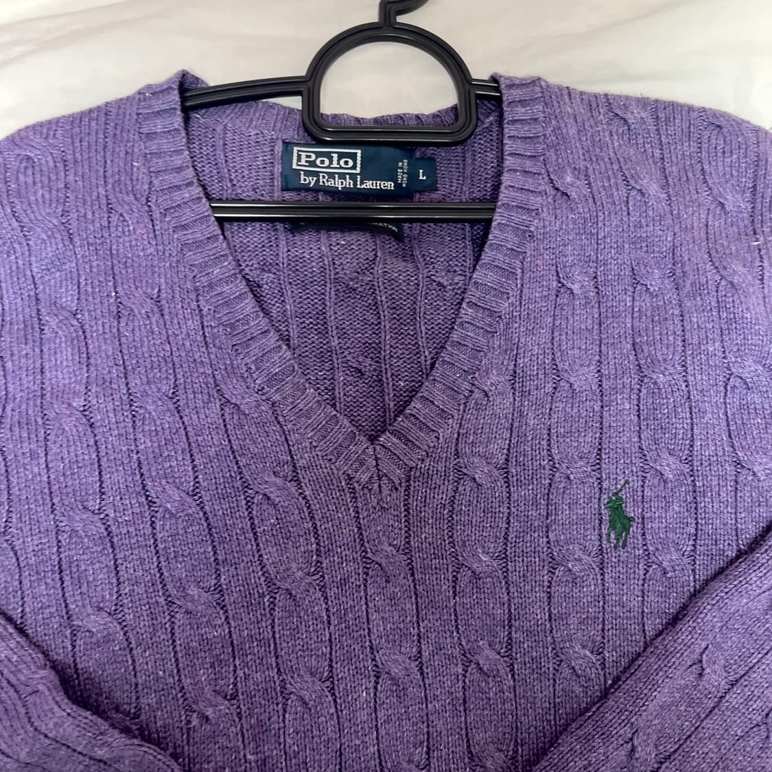 (L) 폴로 랄프로렌 빈티지 퍼플 니트 브이넥 니트 상품이미지3