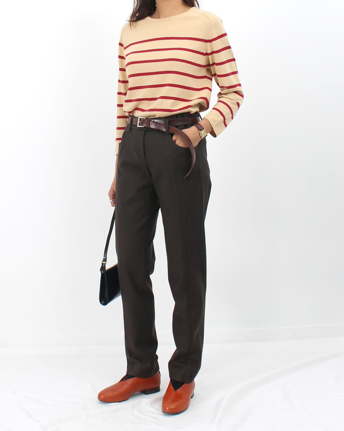 버버리 스트라이프 줄무늬 베이직 레드 니트 상품이미지3