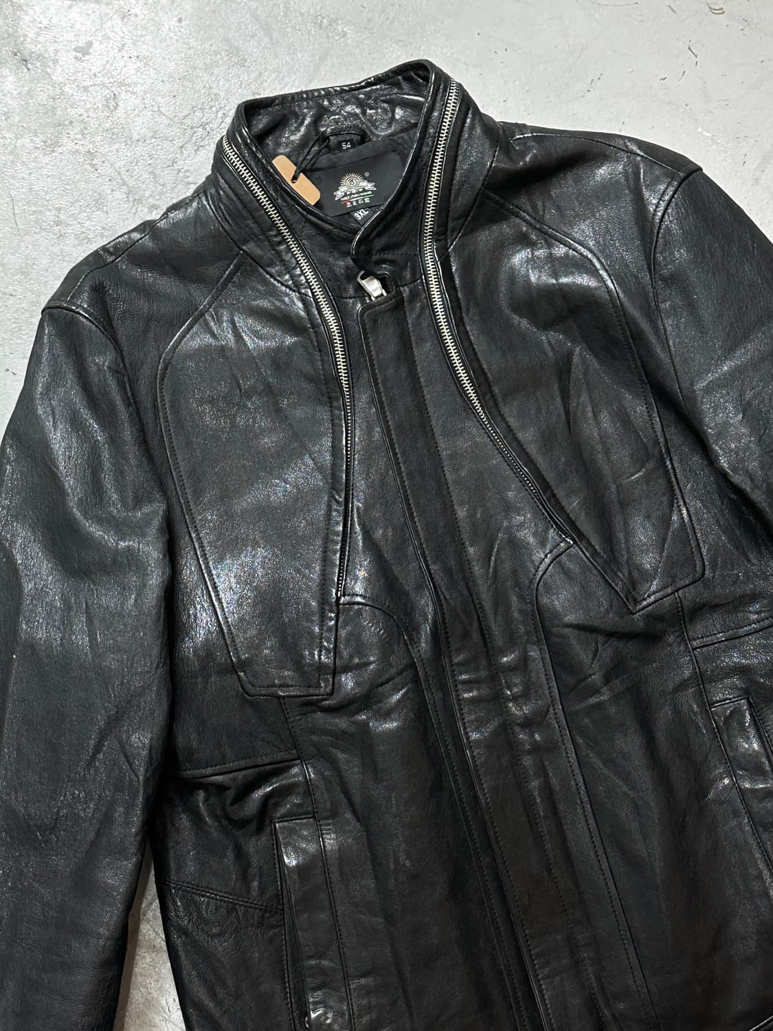 Unknown 더블짚 빈티지 레더 자켓 상품이미지5