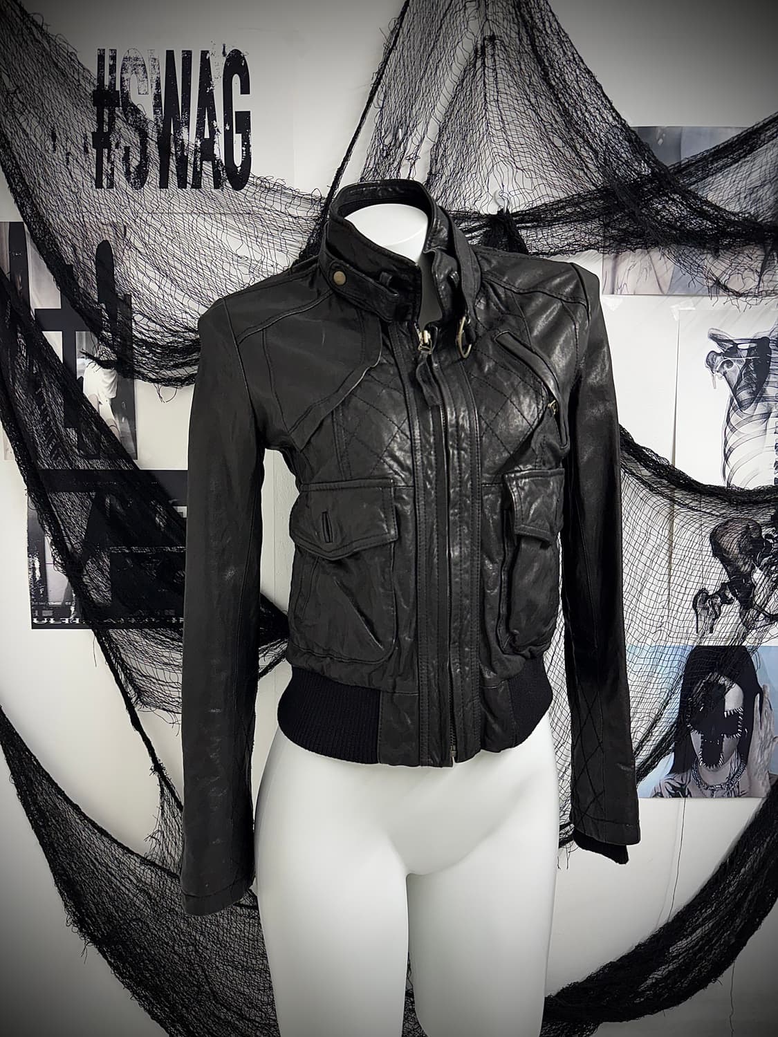 Real leather stitch jacket 상품이미지1