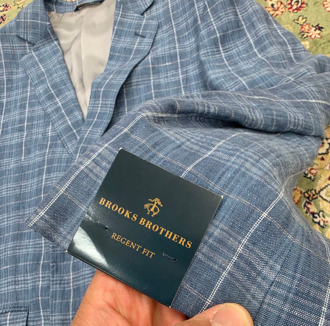 [새상품/최종할인] 브룩스브라더스 리젠트핏 블루체크 린넨 자켓 42R  상품이미지7