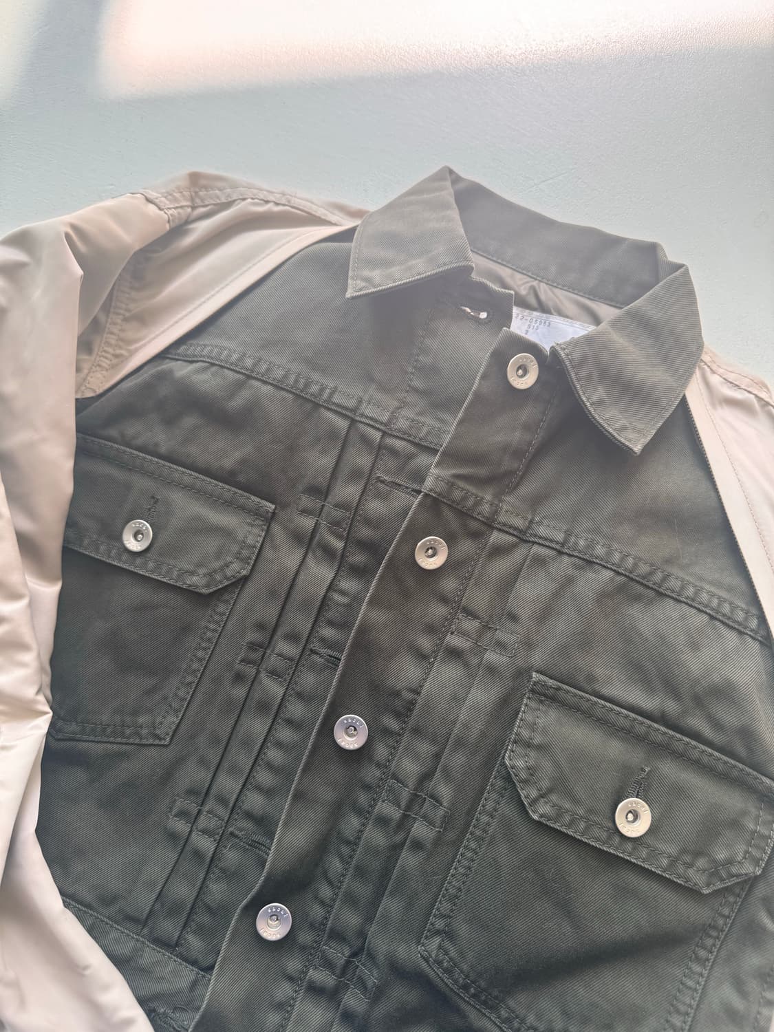 사카이 Sacai 카키베이지 믹스 봄버자켓 사이즈2 상품이미지1