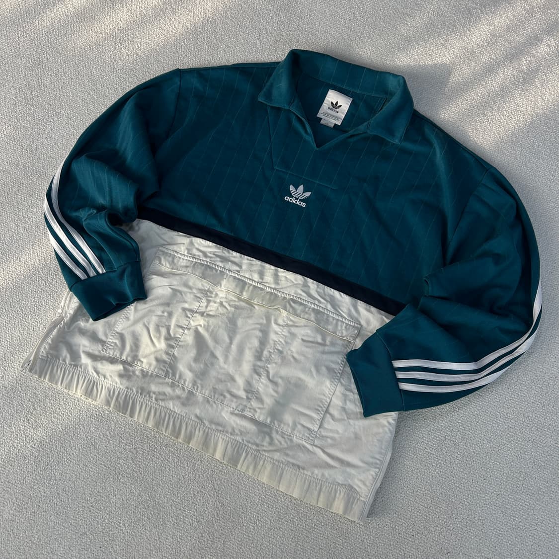 아디다스 그린/화이트 컬러블록 풀오버 실측 기준 L 상품이미지1