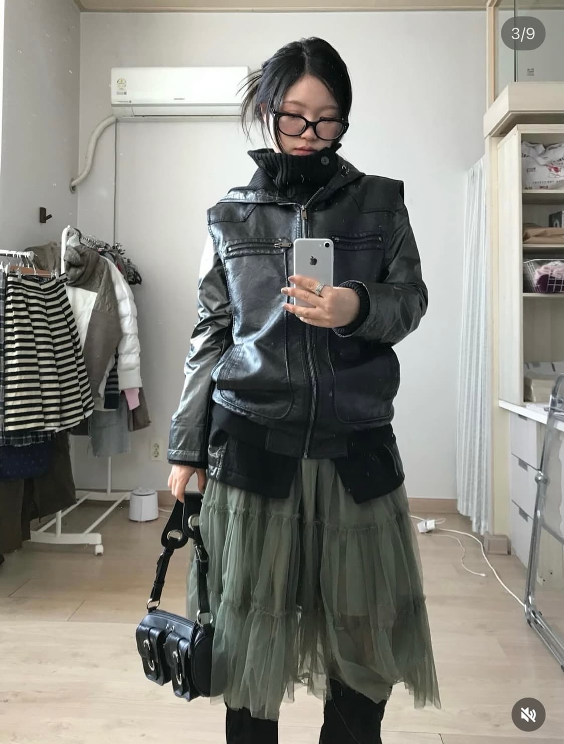 미라이클립 니트 하이넥 코트 가죽 자켓 코디셋세트 차일드매거진 상품이미지2