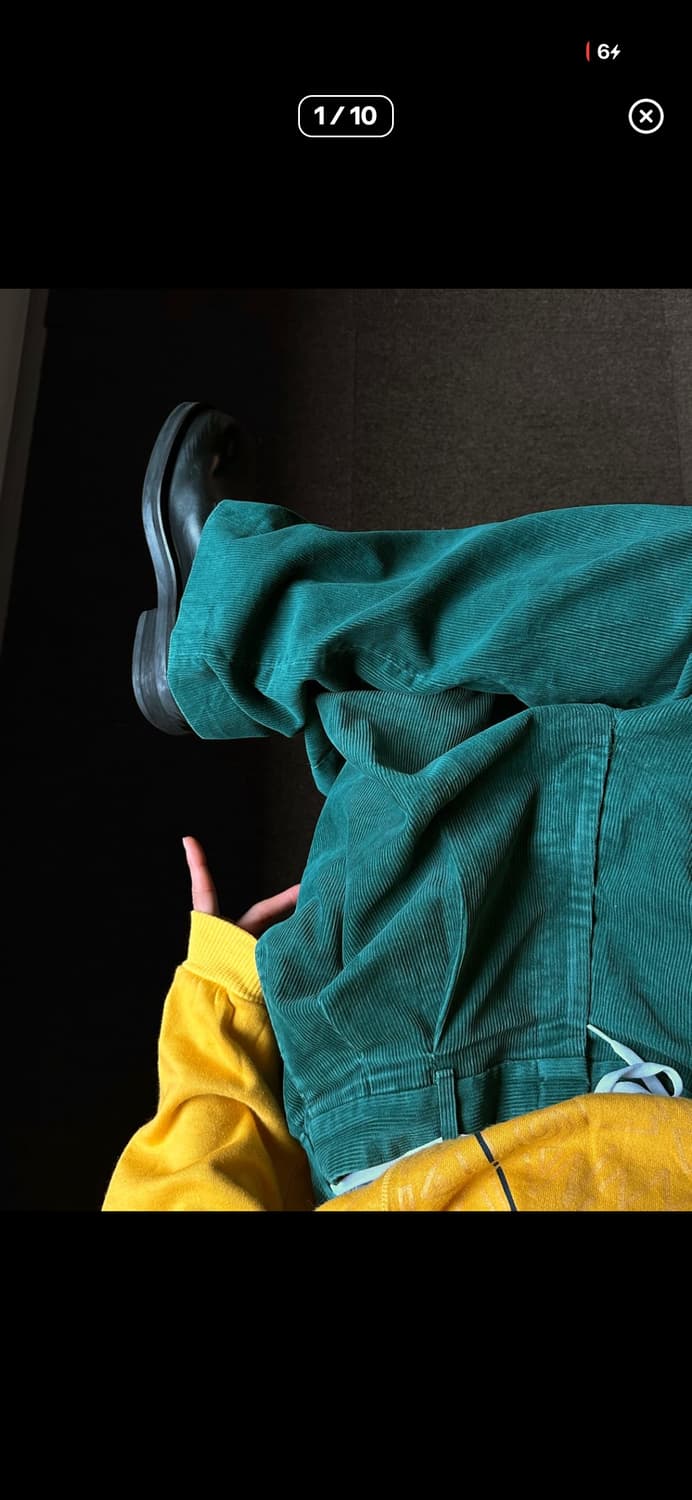 Reed st. James 파인그린 코듀로이 와이드 트라우저 상품이미지1