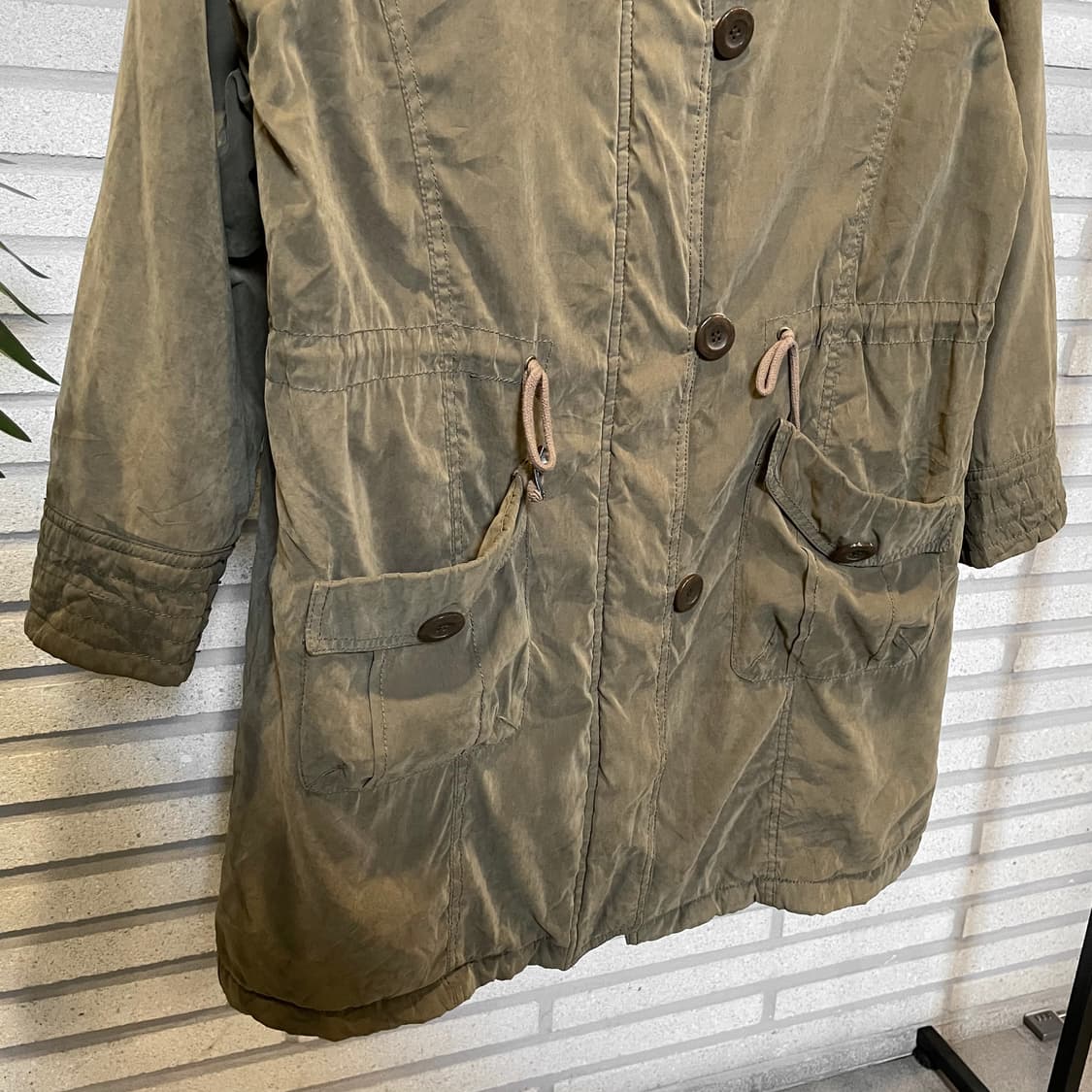JPN VINTAGE 후드 필드 파카 허리 스트링 털안감 디테일 카키 상품이미지5