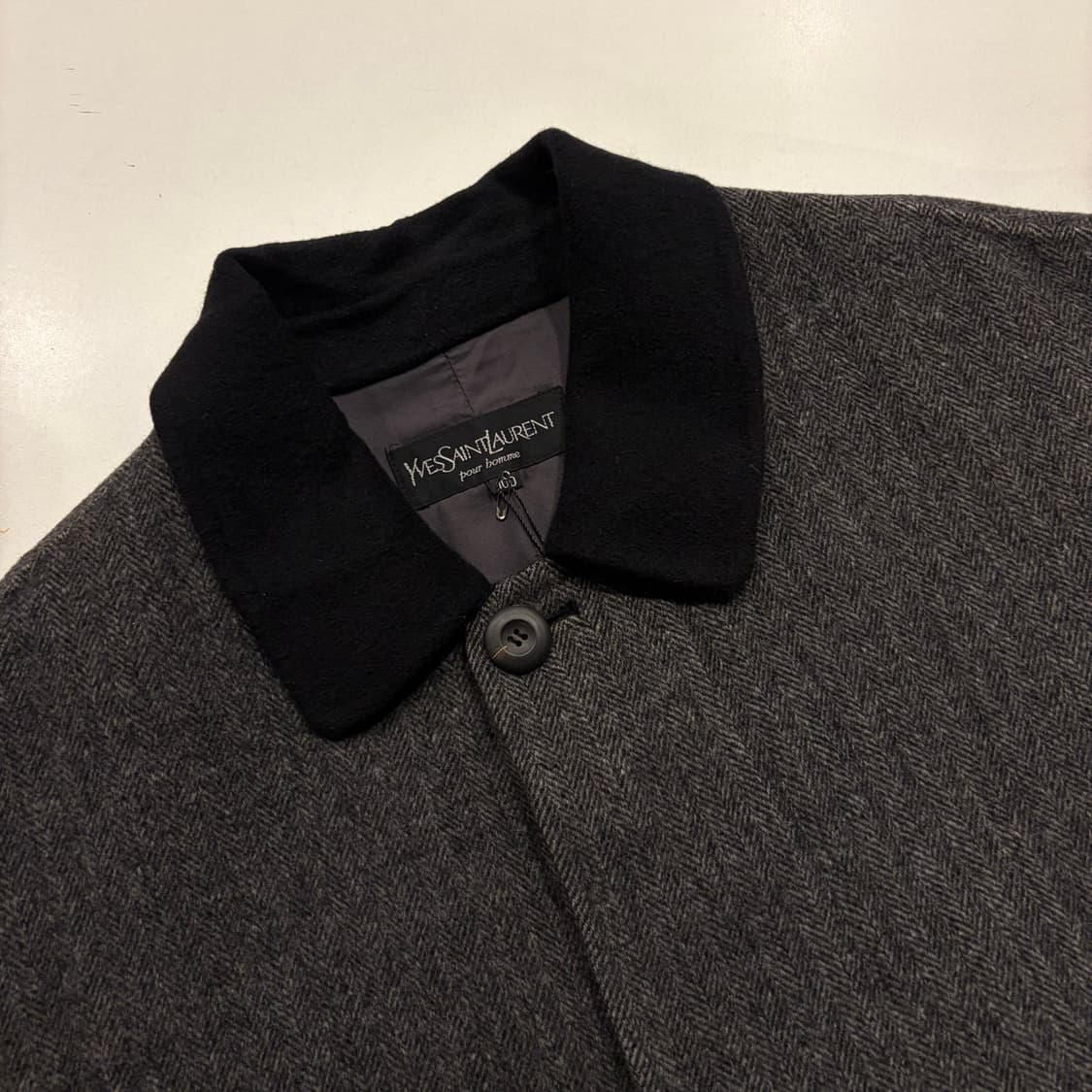 [100] 입생로랑 뿌르 옴므 앙고라 헤링본 울 코트 C740 상품이미지3