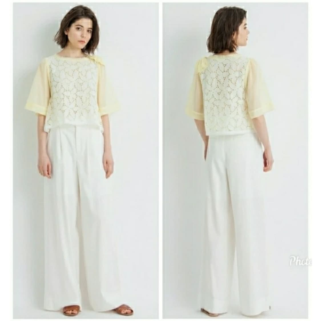 LANVIN 랑방 시어코튼 플라워 기퓌르레이스 크롭 탑 ㅂㅂㅂㅂ블라우스
 상품이미지1