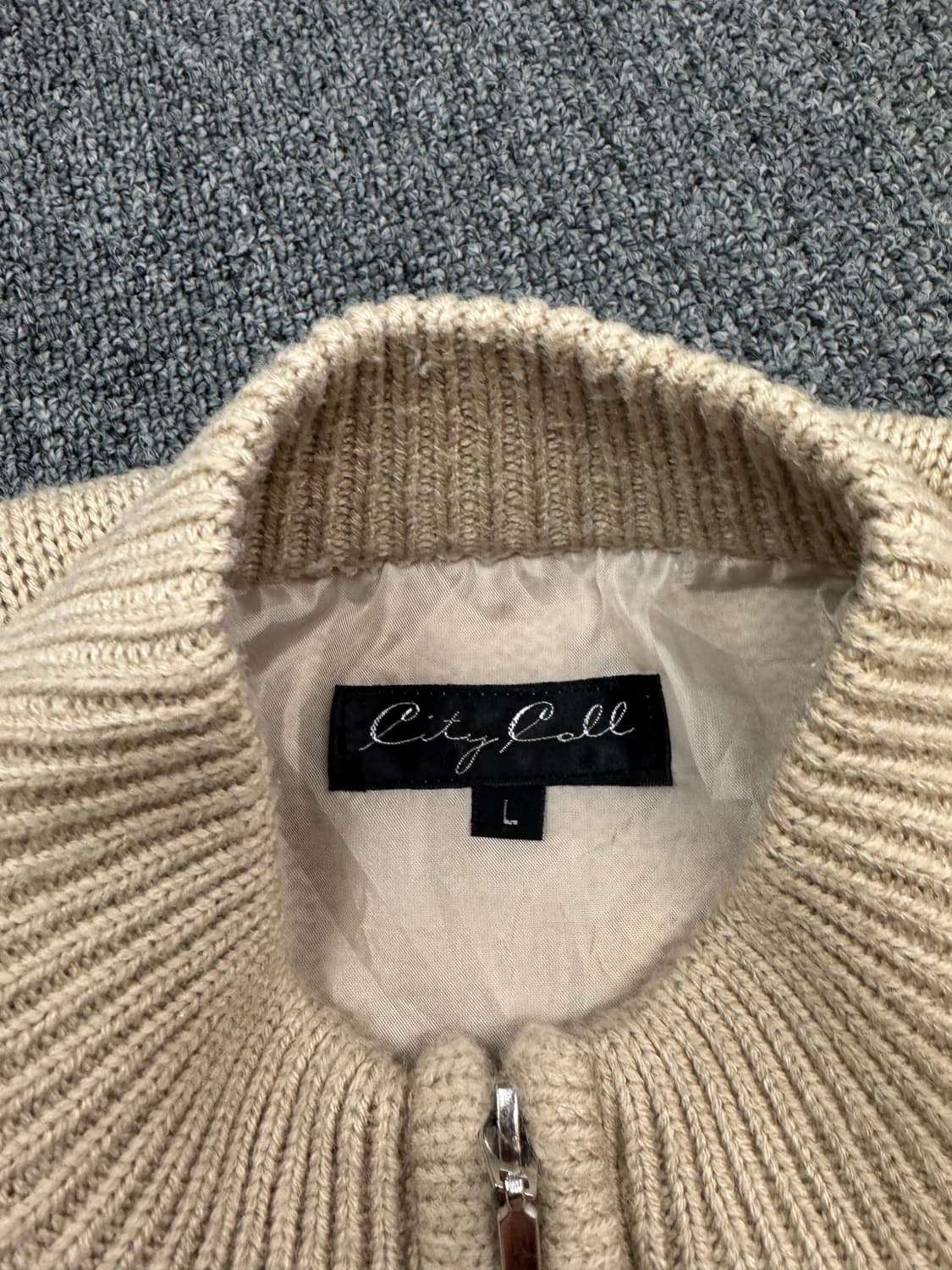 L)Japanese vintage 패턴 베이지 니트집업 상품이미지4