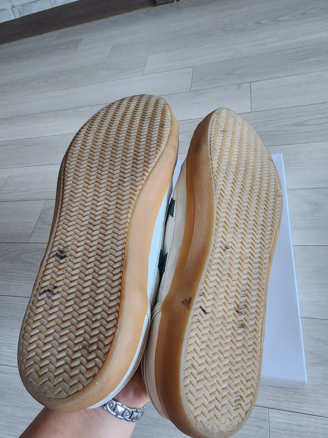 무료배송)) 라코스테 흰색 스니커즈 그린 스트라이프 상품이미지6