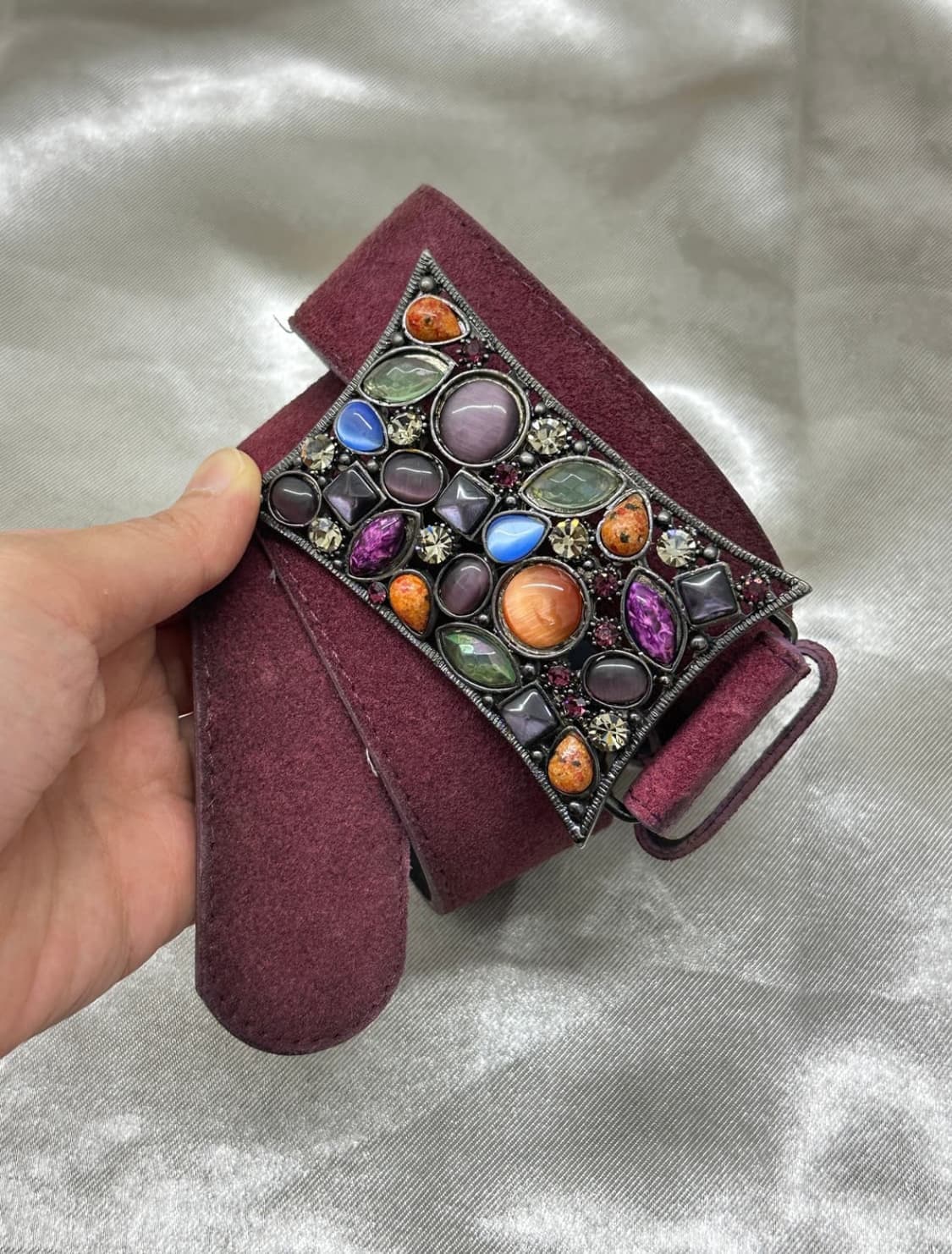 Raw Stone Suede Burgundy Belt 상품이미지2