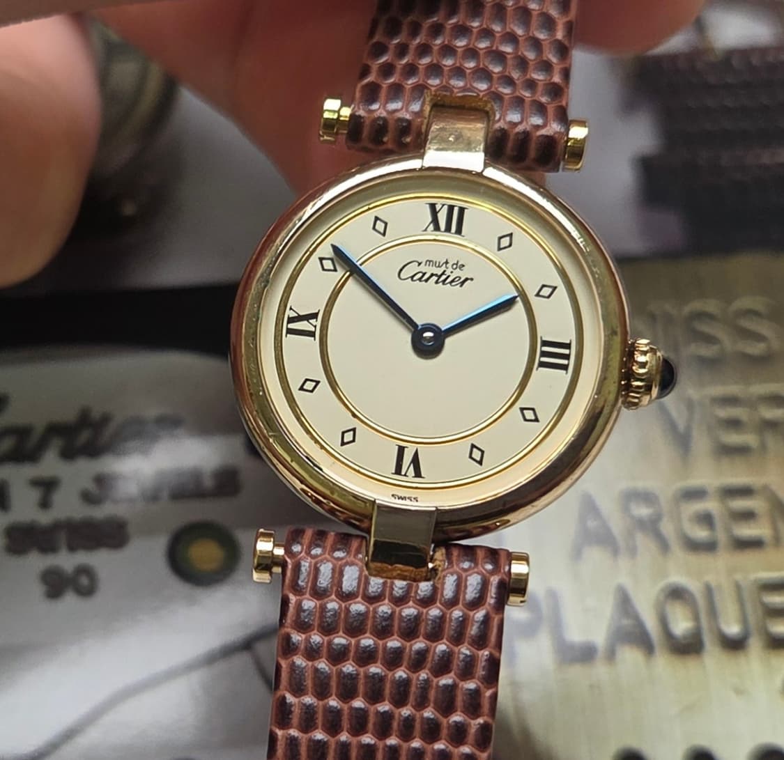 빈티지 까르띠에 머스트드 방돔 희귀 요구르트판 블루핸즈 여성용 (감정서  상품이미지10