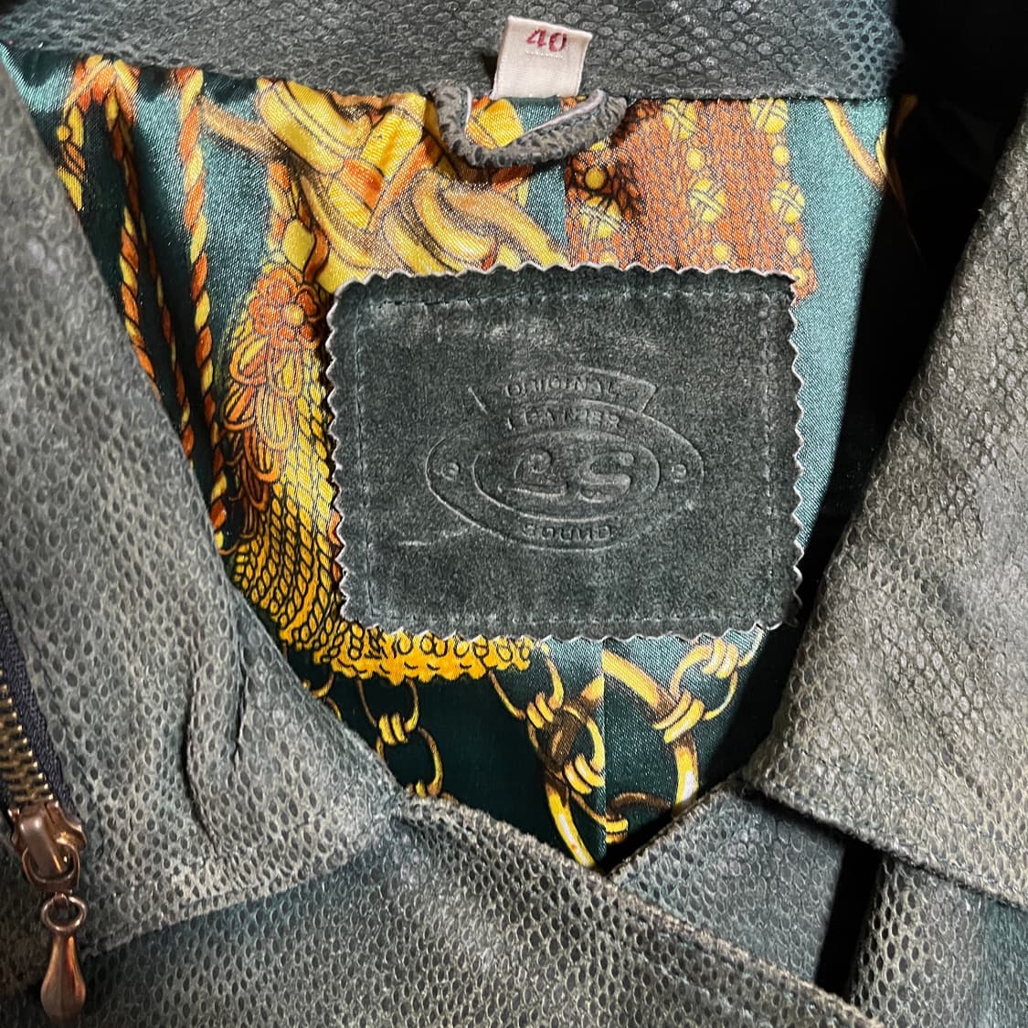  90s 이태리 메이드 라이더 자켓 파이톤 엠보싱 상품이미지4