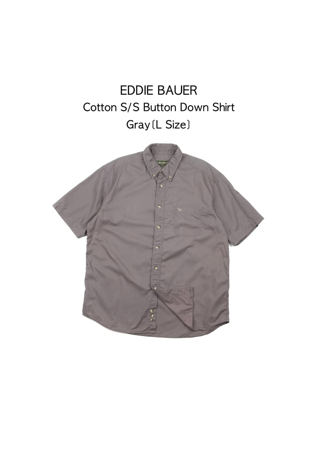 EDDIE BAUER 코튼 숏슬리브 버튼다운 셔츠 그레이  상품이미지1