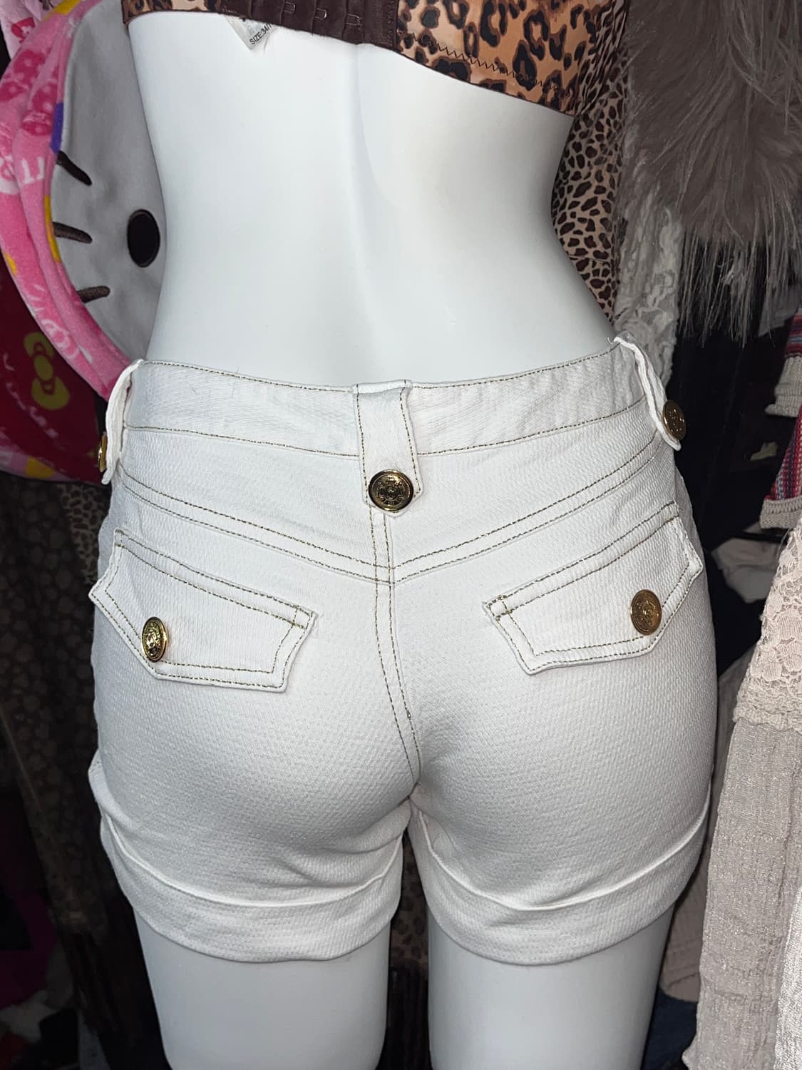 갸루 화이트 금장 숏팬츠 상품이미지2