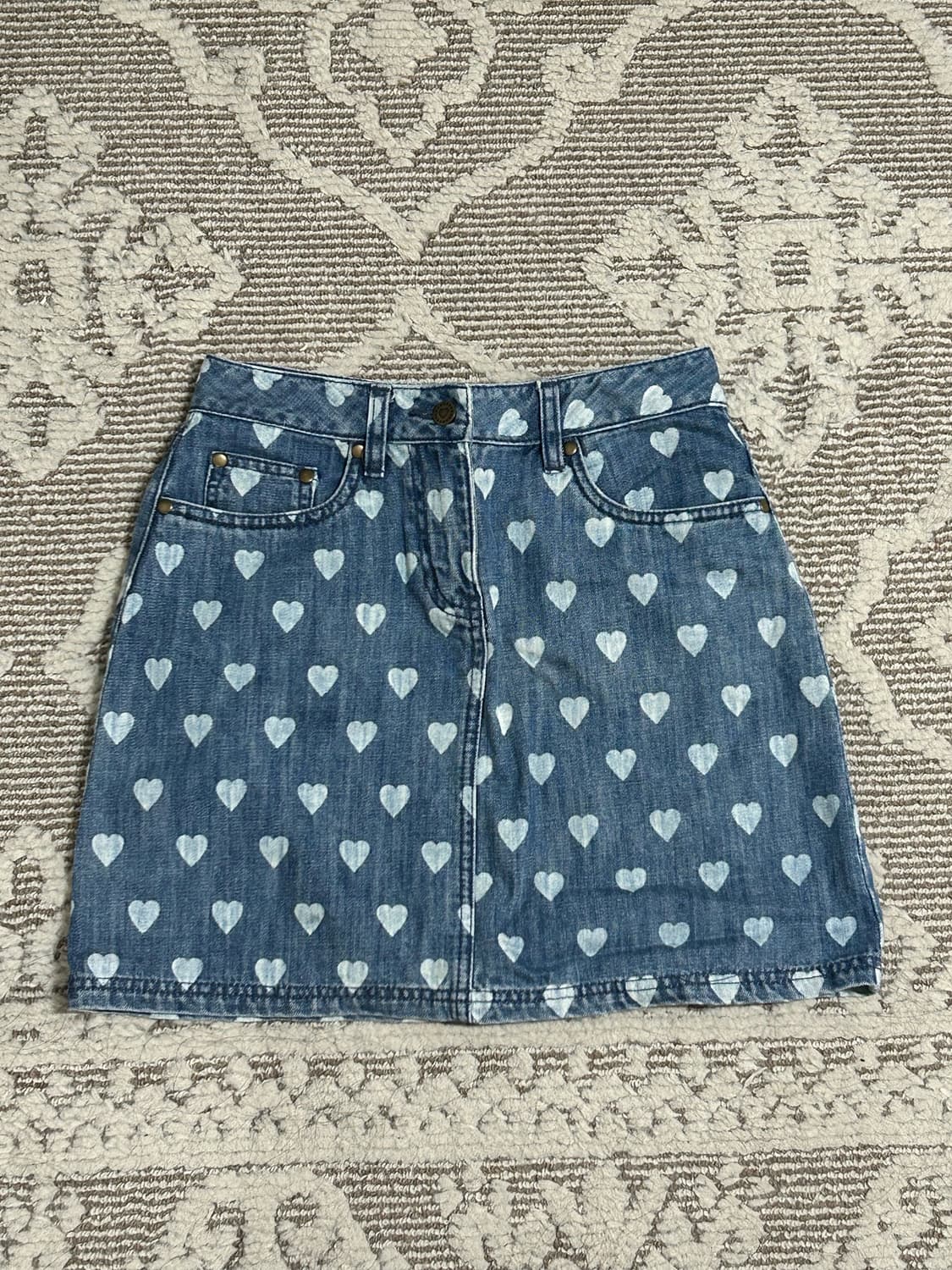 하구미 모리걸 사와코 하트 도트 데님 스커트 상품이미지1