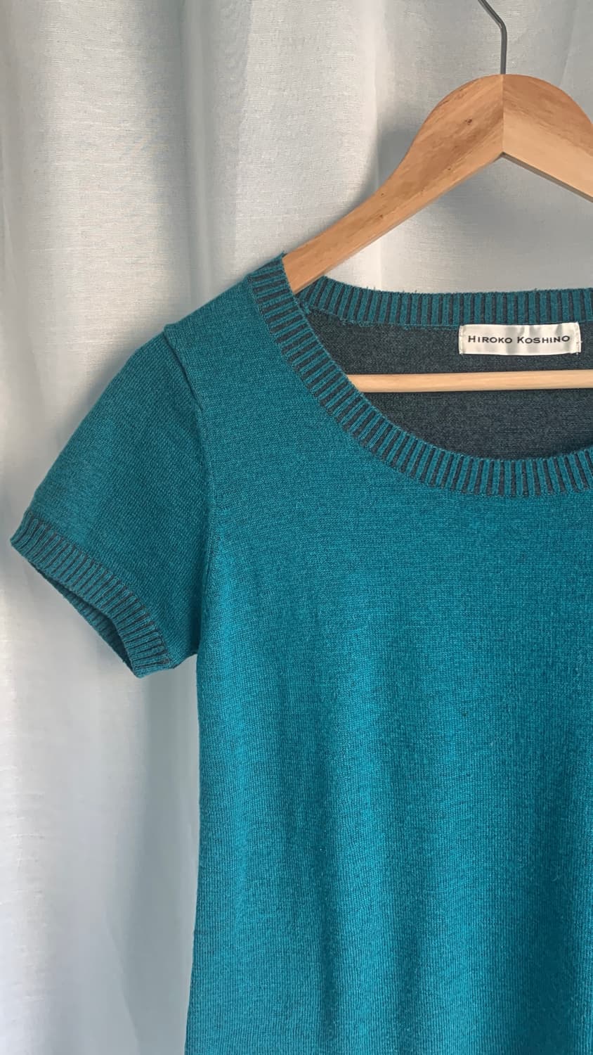 Hiroko Koshino Aqua green half knit 상품이미지2