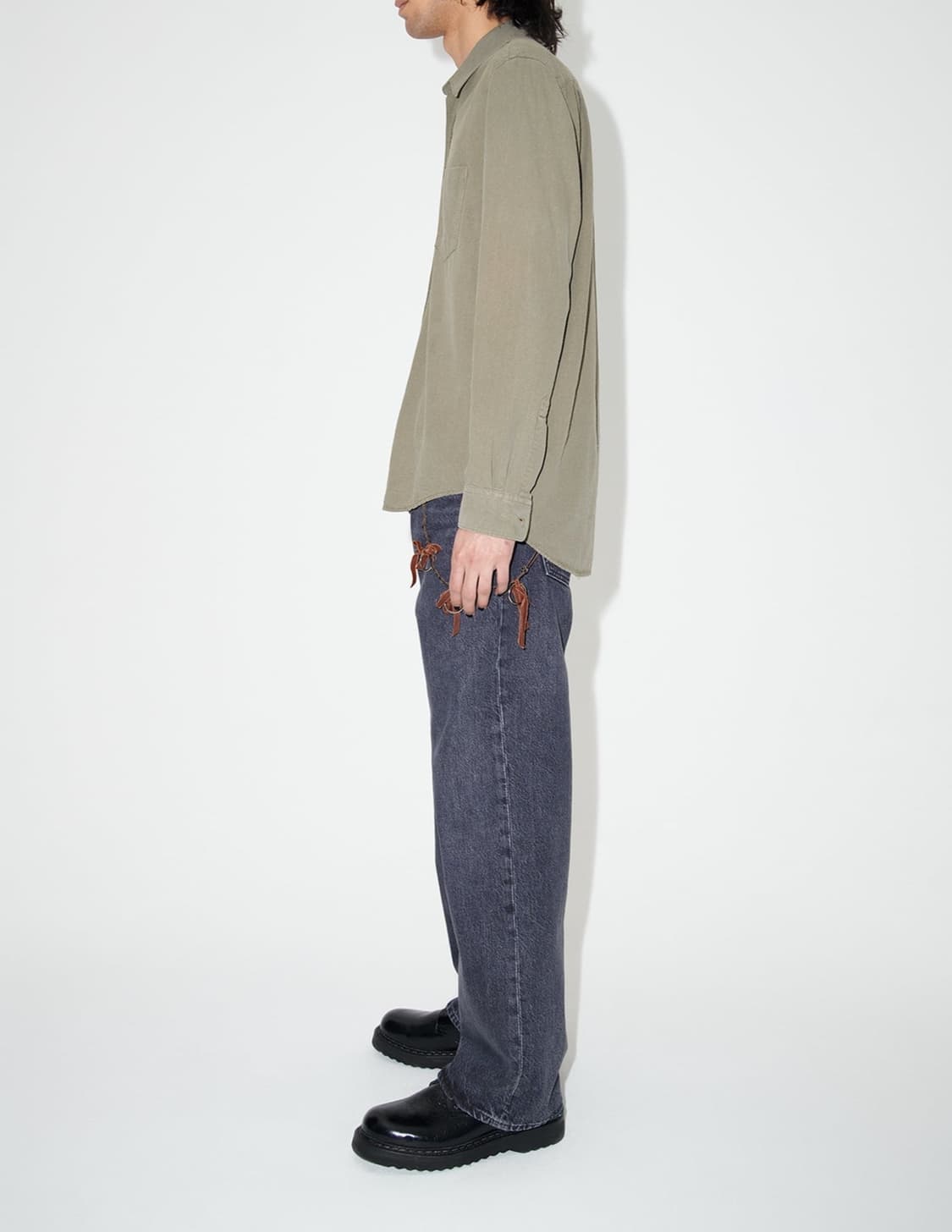 (정품/새상품)  아워레가시 남성 카키 실크 클래식 셔츠 상품이미지8