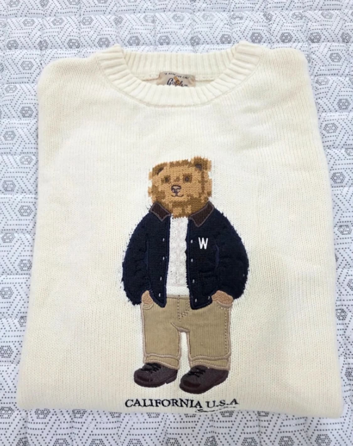 골든베어 곰돌이 오버핏 니트 아이보리 95 상품이미지4