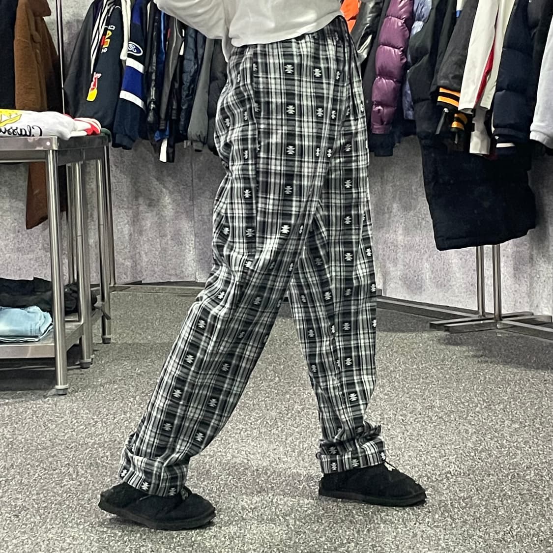 디스이즈네버댓 체크 패턴 와이드 팬츠 B3654 상품이미지2