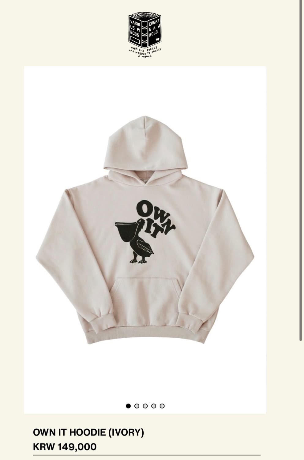 [L] 컬렉트피시스 OWN IT HOODIE(IVORY) 상품이미지1